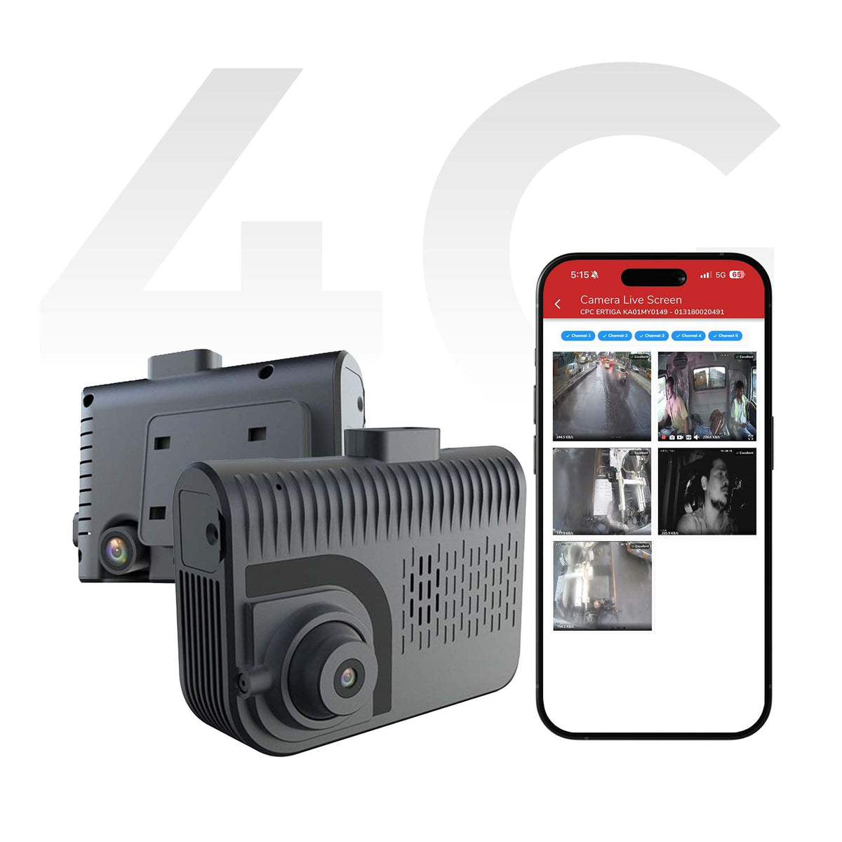 Fleettrack EH15 4G AI Dashcam | Supports Up to 6 Cameras (ADAS, DMS & Rear Cameras Optional)