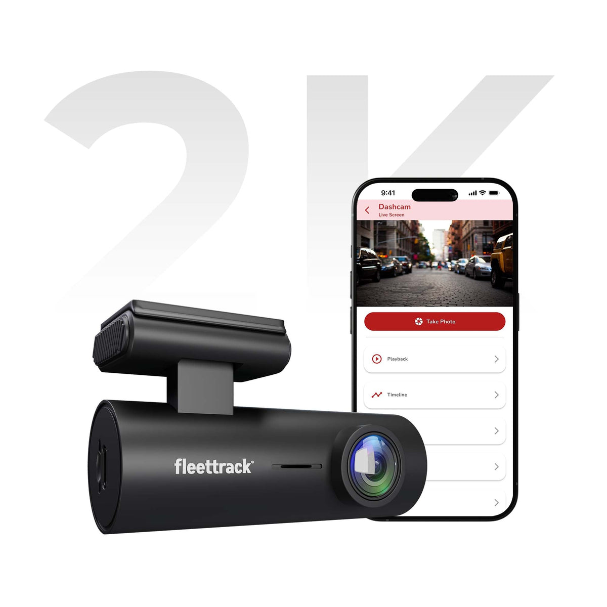 Fleettrack Real 2K WiFi Dashcam | HDR Recording | Voice Control | Night Vision | App Connectivity | Supports 128GB