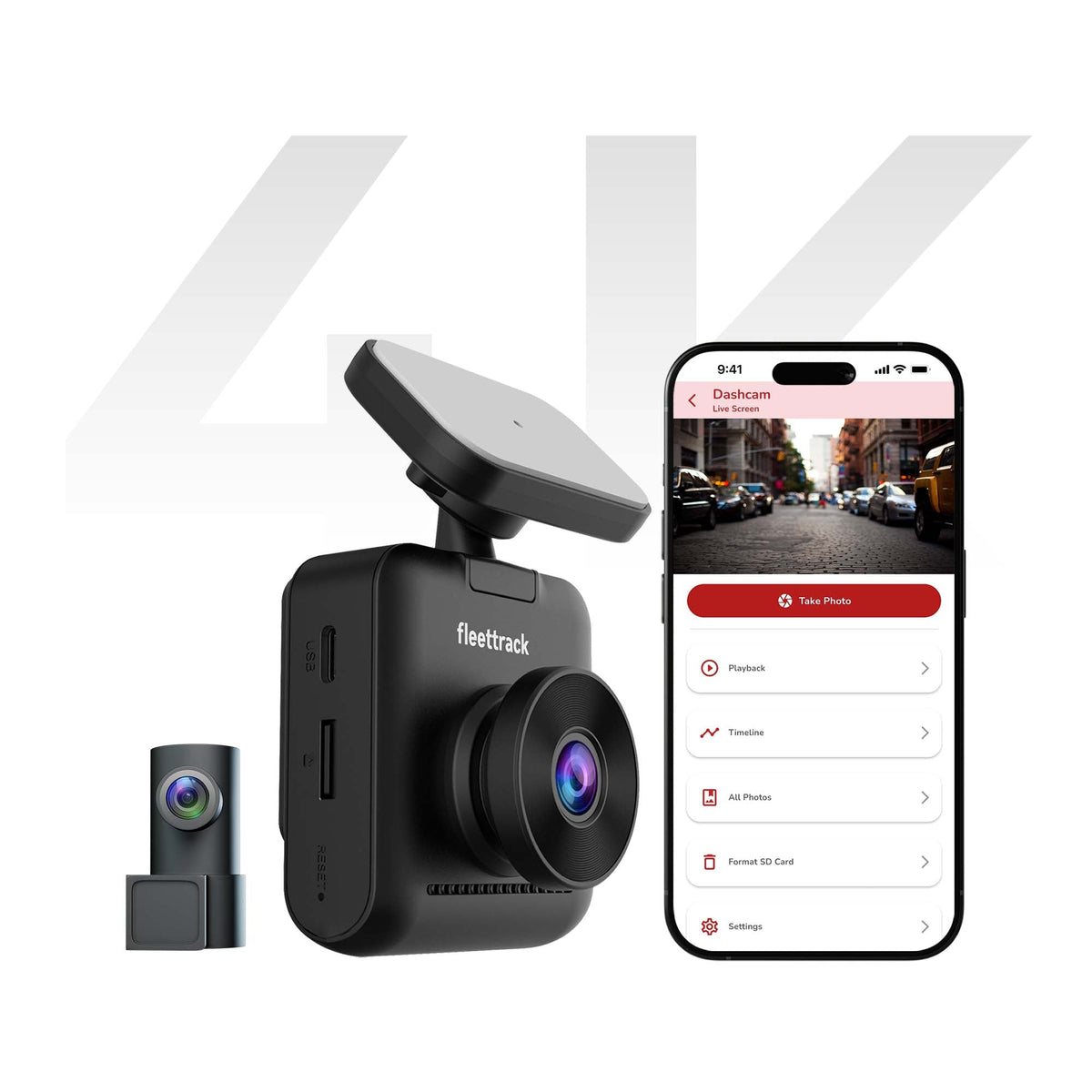 Fleettrack F11 Ultra Duo 4K Dashcam | ADAS | Built-in GPS | Sony STARVIS | Front 4K + Rear 2K | 5GHz WiFi | 512GB Support