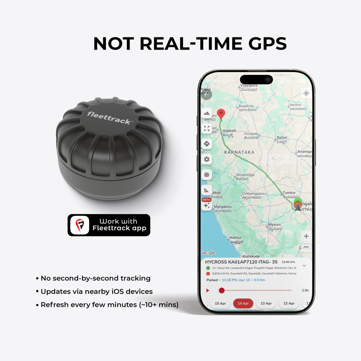 Fleettrack FindOne™ Pro Bluetooth GPS Tracker | IP68 Waterproof, No SIM, 3-Year Battery