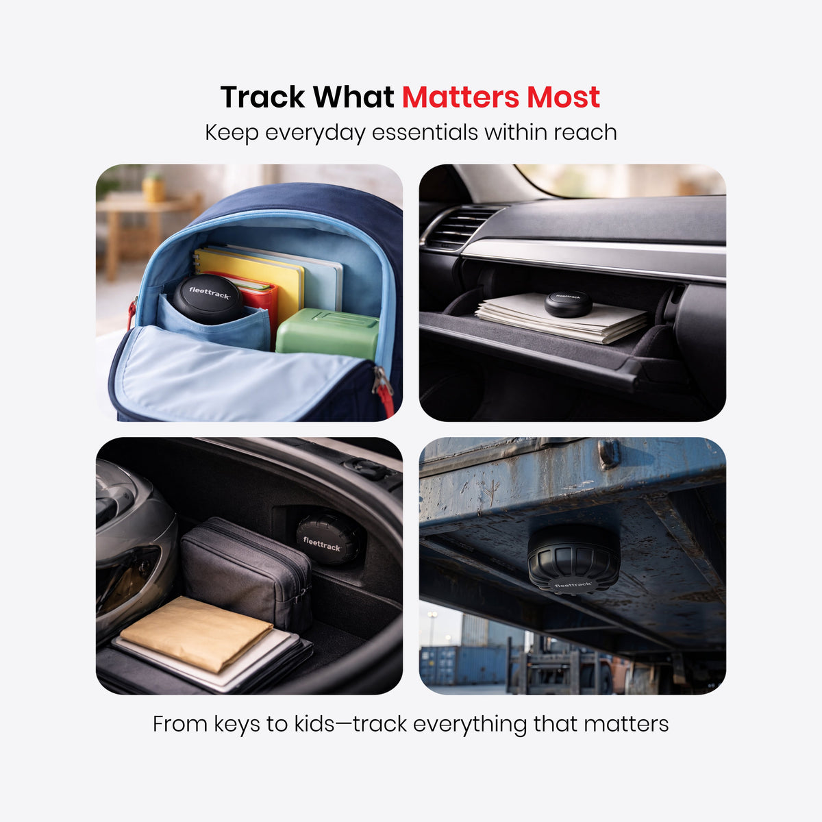 Fleettrack FindOne™ Lite Bluetooth GPS Tracker | No SIM, 2-Year Battery, Live Tracking
