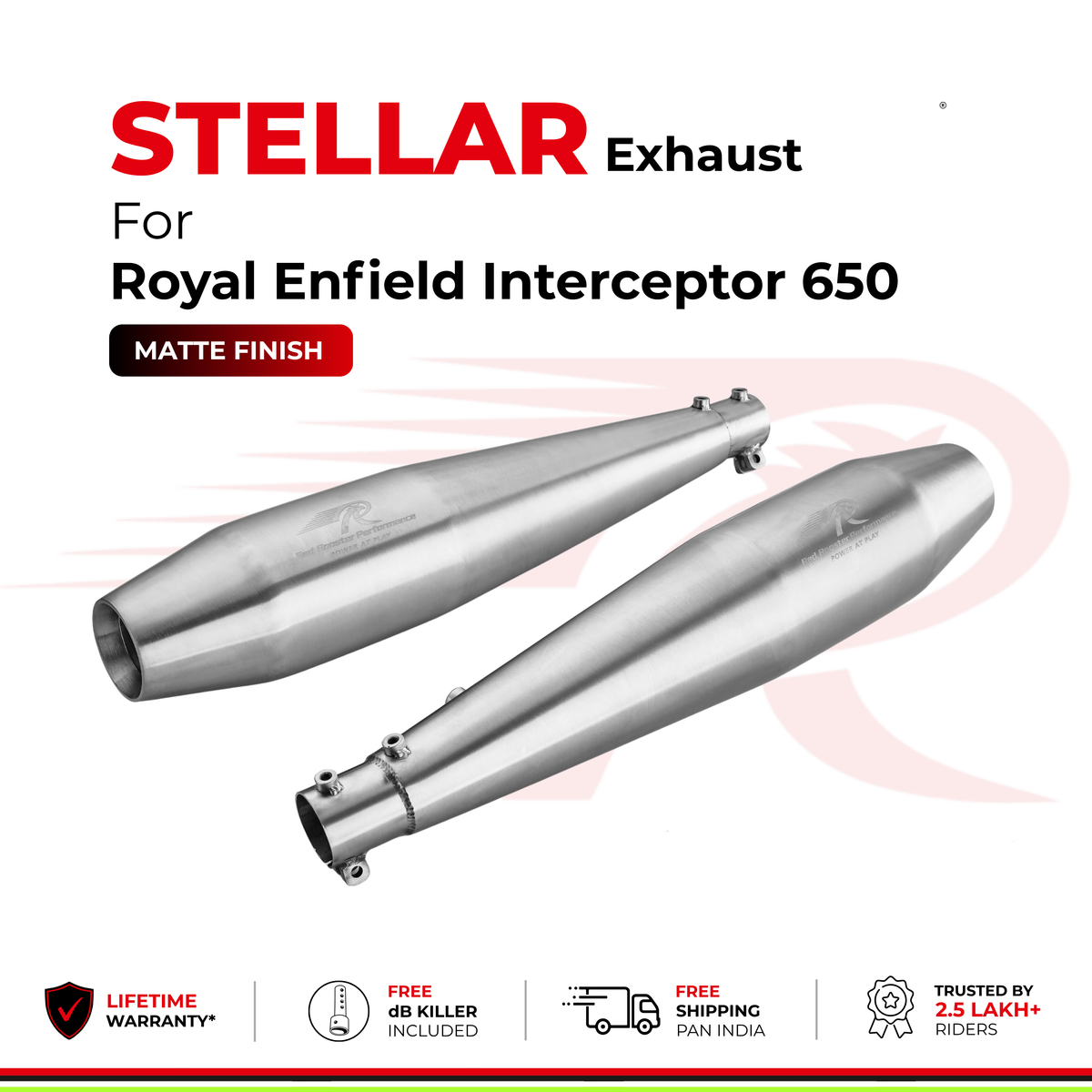 Stellar Exhaust for Royal Enfield Interceptor 650 - Matte Finish