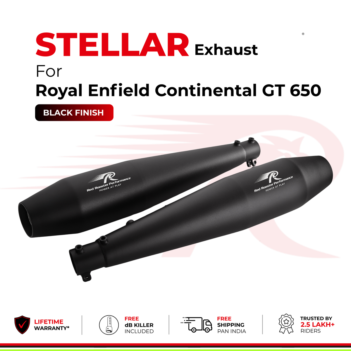 Stellar Exhaust for Royal Enfield Continental GT 650 - Black Finish
