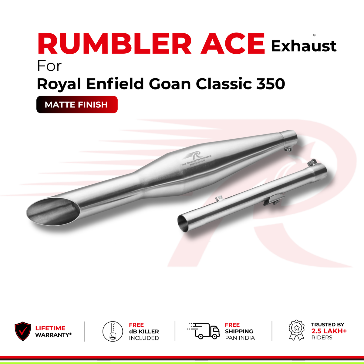 Rumbler Ace Exhaust for Royal Enfield Goan Classic 350 - Matte Finish
