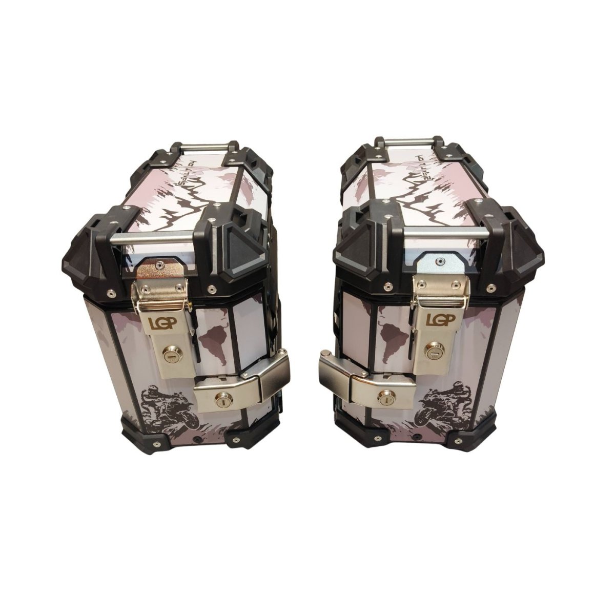 25L Aluminium Pannier Box White Mountain Graphic Side Luggage - LGP India