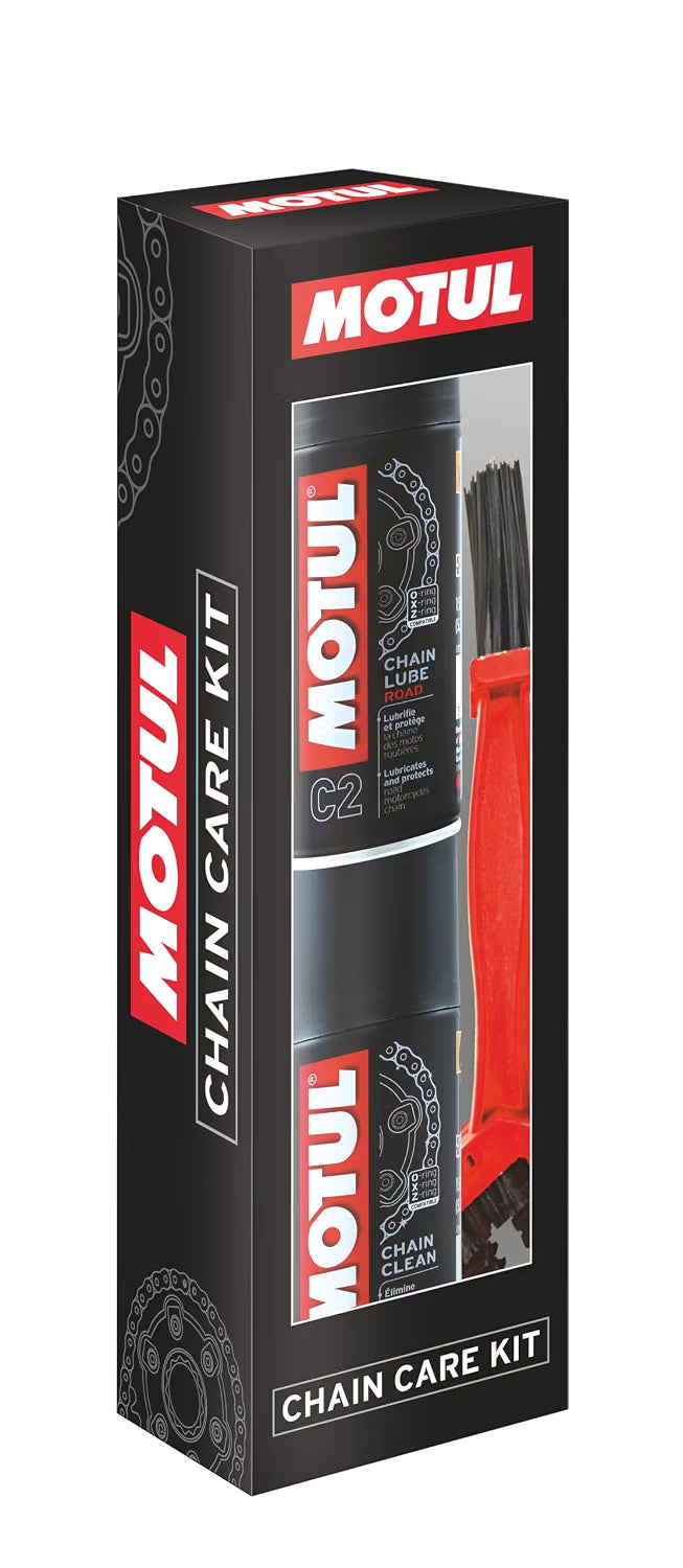 Motul Chain Care Kit for bikes with C1 chain cleaner and C2 chain lube