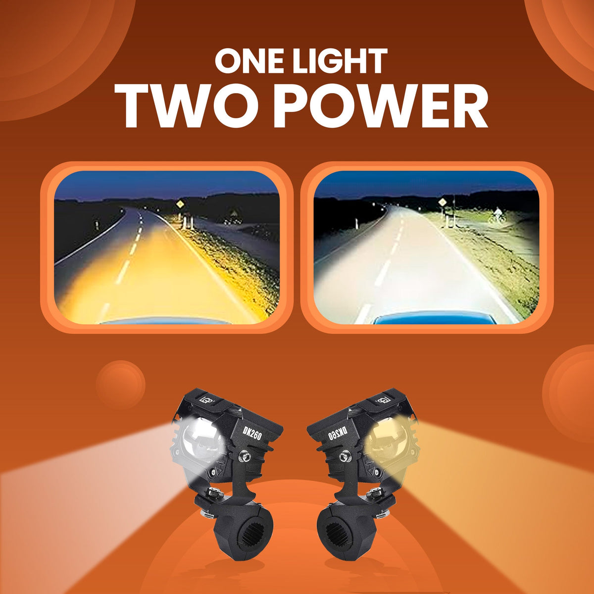 LGP DK260 LED Fog Lamp for Bike (Pair)| Wiring Harness & Wired Switch Included | High Power, Universal Motorcycle Fit