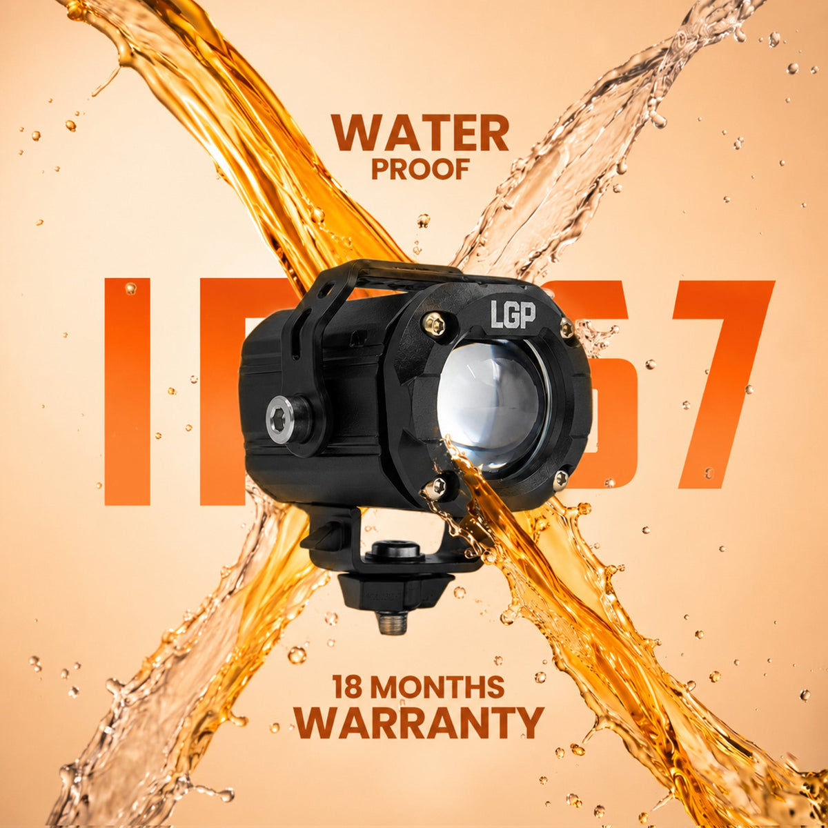 LGP DK150S 70W LED Spotlight for Motorcycles - 7200 Lumens Auxiliary Driving Light, IP68 Waterproof