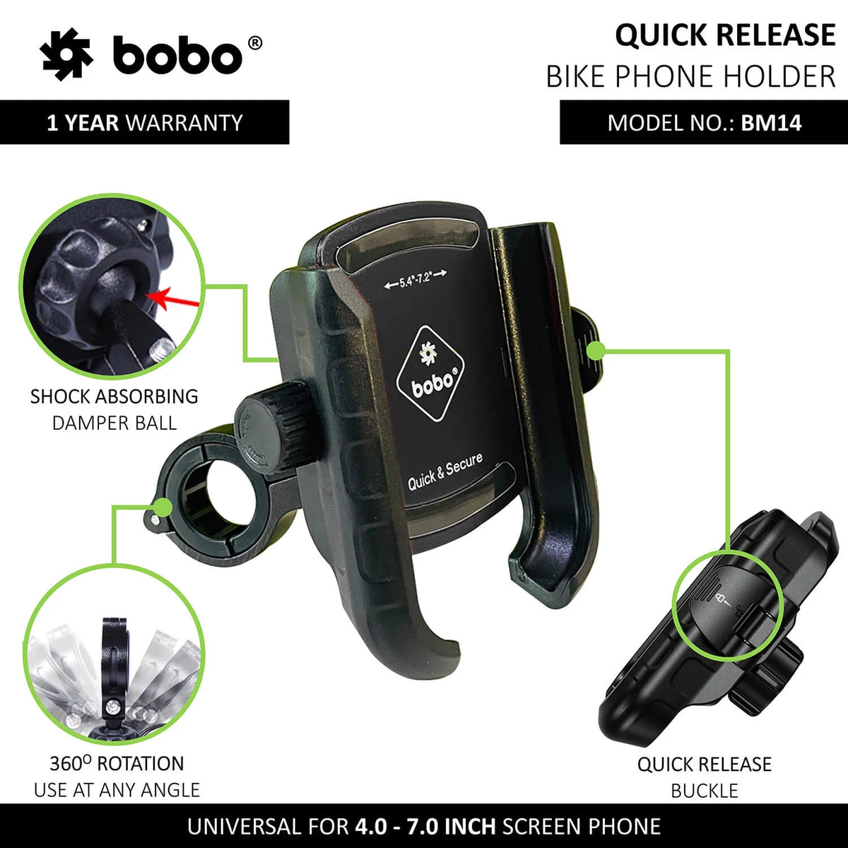 BOBO BM14 Bike Phone Holder with Quick Release