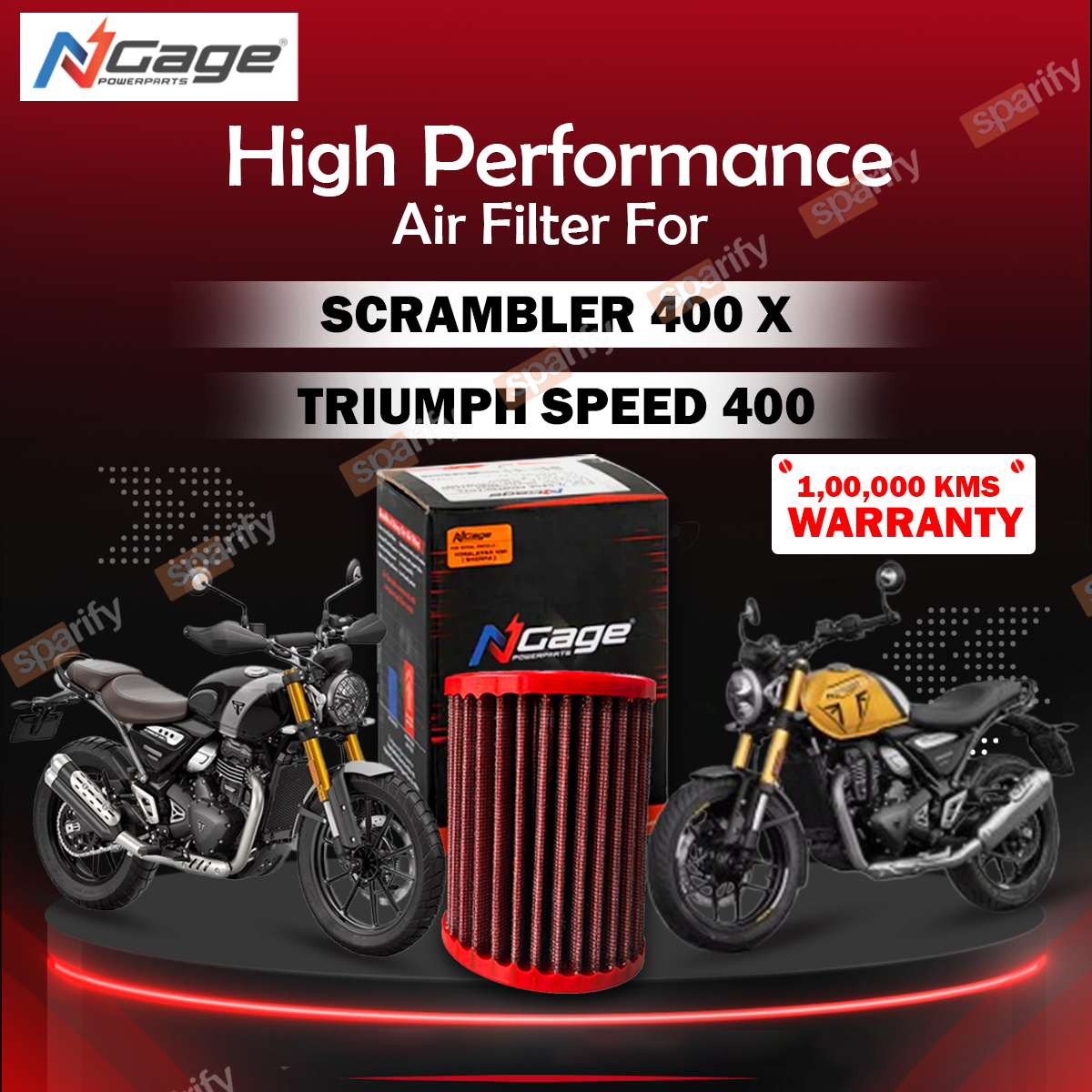 Triumph Speed 400 / Scrambler 400 X / T4 Hyper Flow Air Filter- NGAGE POWERPARTS