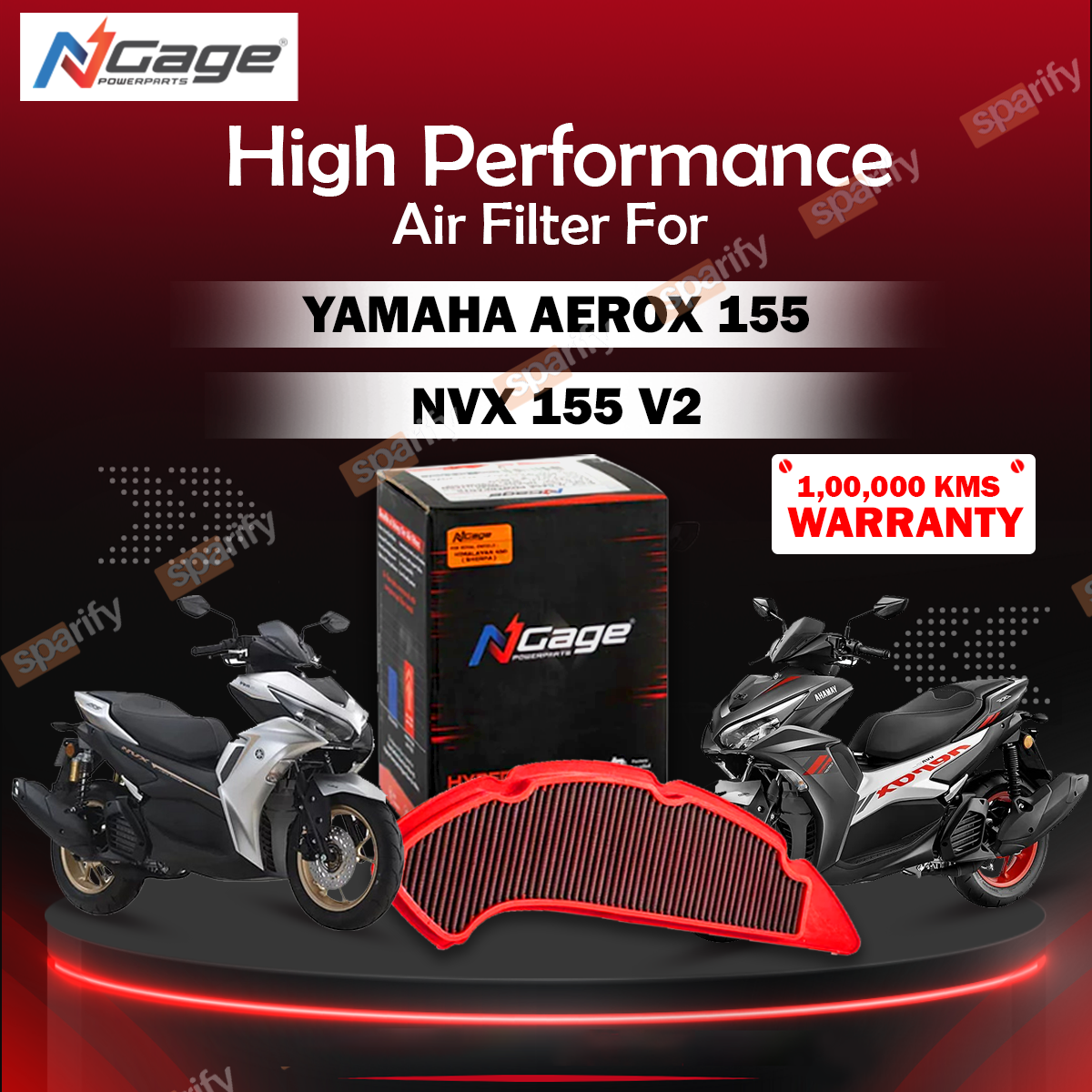 NGAGE Hyper Flow Air Filter for Yamaha Aerox 155 / NVX 155 V2
