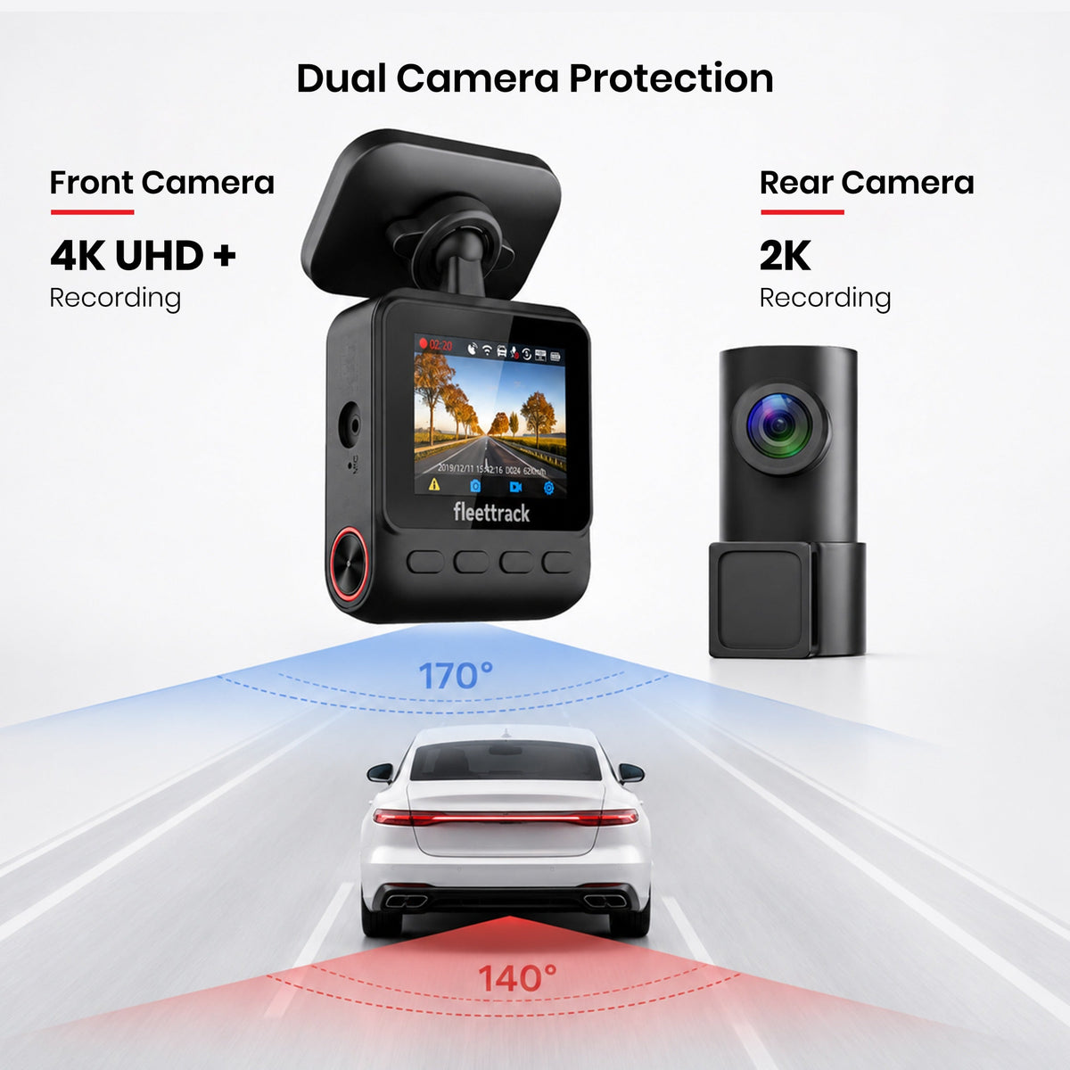 Fleettrack F11 Ultra Duo 4K Dashcam | ADAS | Built-in GPS | Sony STARVIS | Front 4K + Rear 2K | 5GHz WiFi | 512GB Support