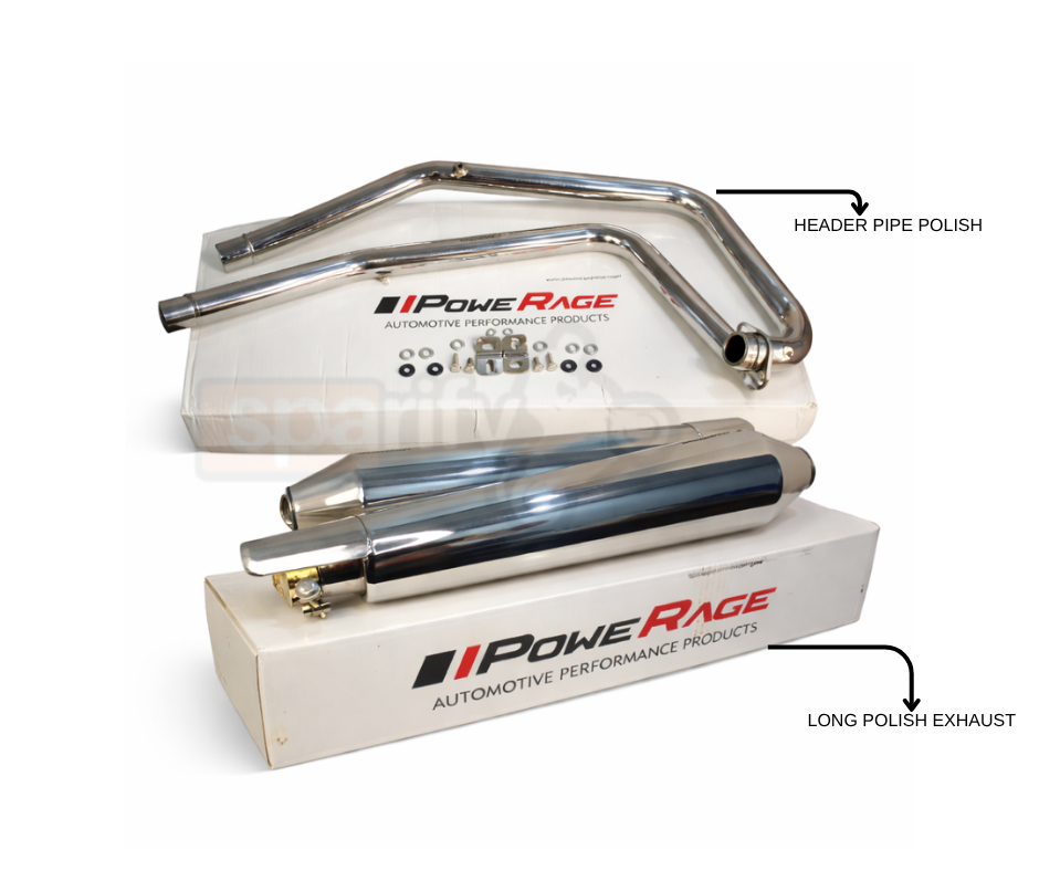 RE Interceptor 650 / Continental GT 650 | PoweRage Full System Exhaust Combo | (Polish Headers + Long Slip-On Exhaust | Stainless Steel | Performance Upgrade)