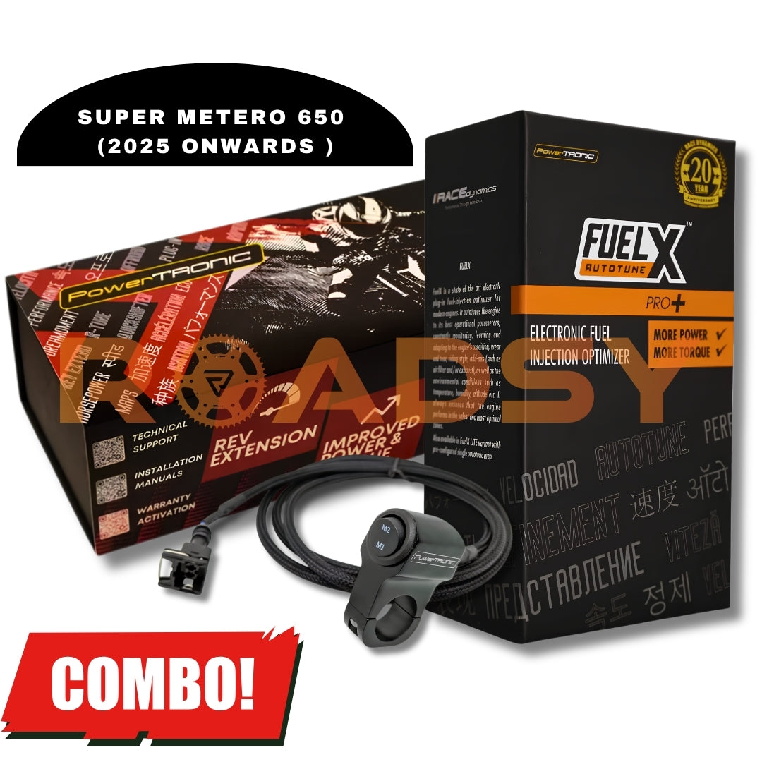 PowerTRONIC ECU + FuelX+ Autotune + Pro Map Switch Performance Combo for Royal Enfield Super Meteor 650 (2025 onwards)| Plug & Play ECU + Fuel Injection Optimizer | Up to 25% More Power & Torque - PACK OF 3