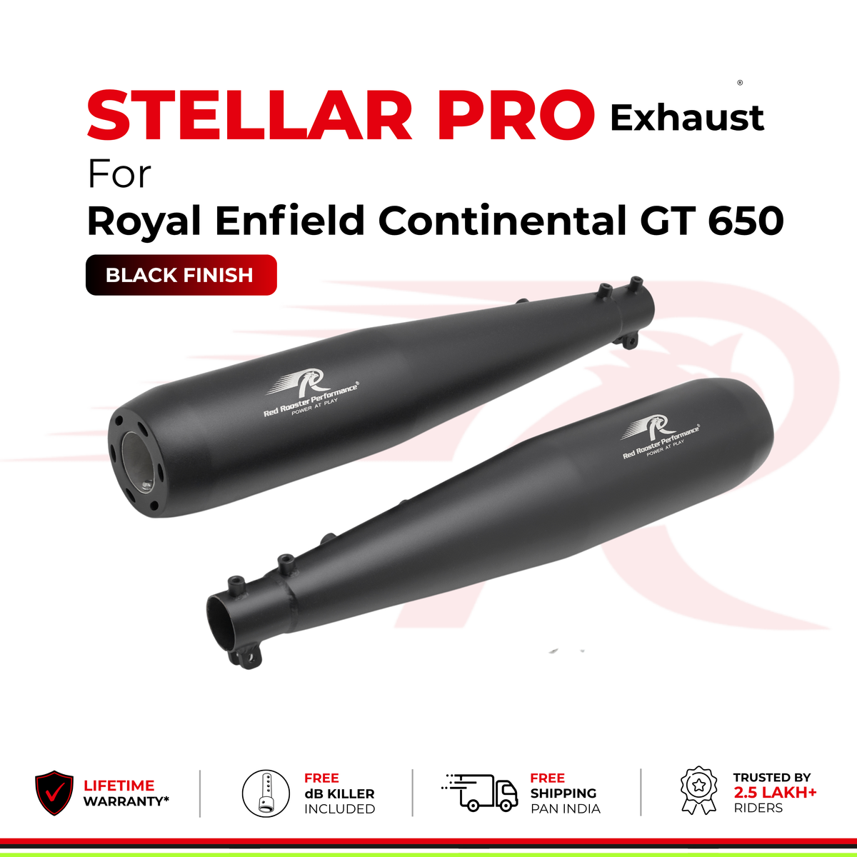 Stellar Pro Exhaust for Royal Enfield Continental GT 650 - Black Finish