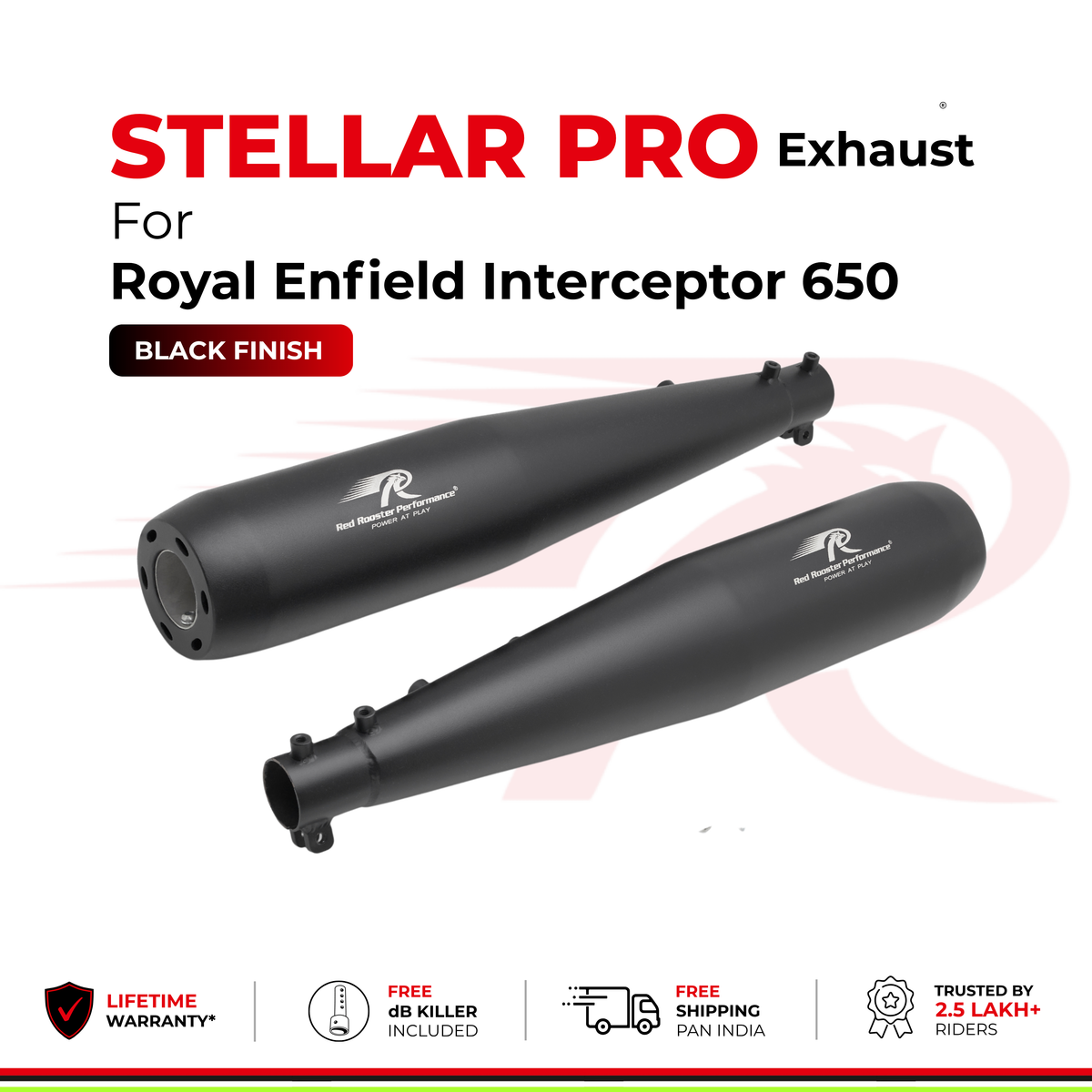 Stellar Pro Exhaust for Royal Enfield Interceptor 650 - Black Finish