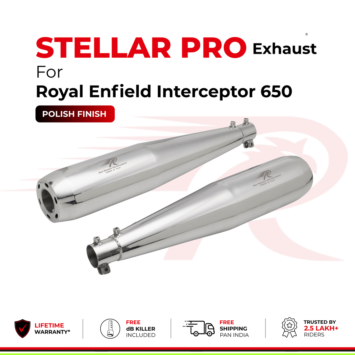 Stellar Pro Exhaust for Royal Enfield Interceptor 650 - Polish Finish