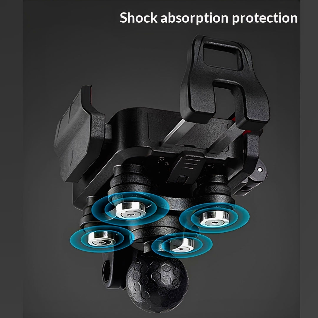 LGP - 1314 Motorcycle Mobile Holder with Vibration Damper & Quick Release Secure Adjustable Phone Mount for Bike & Motorcycle Handlebar