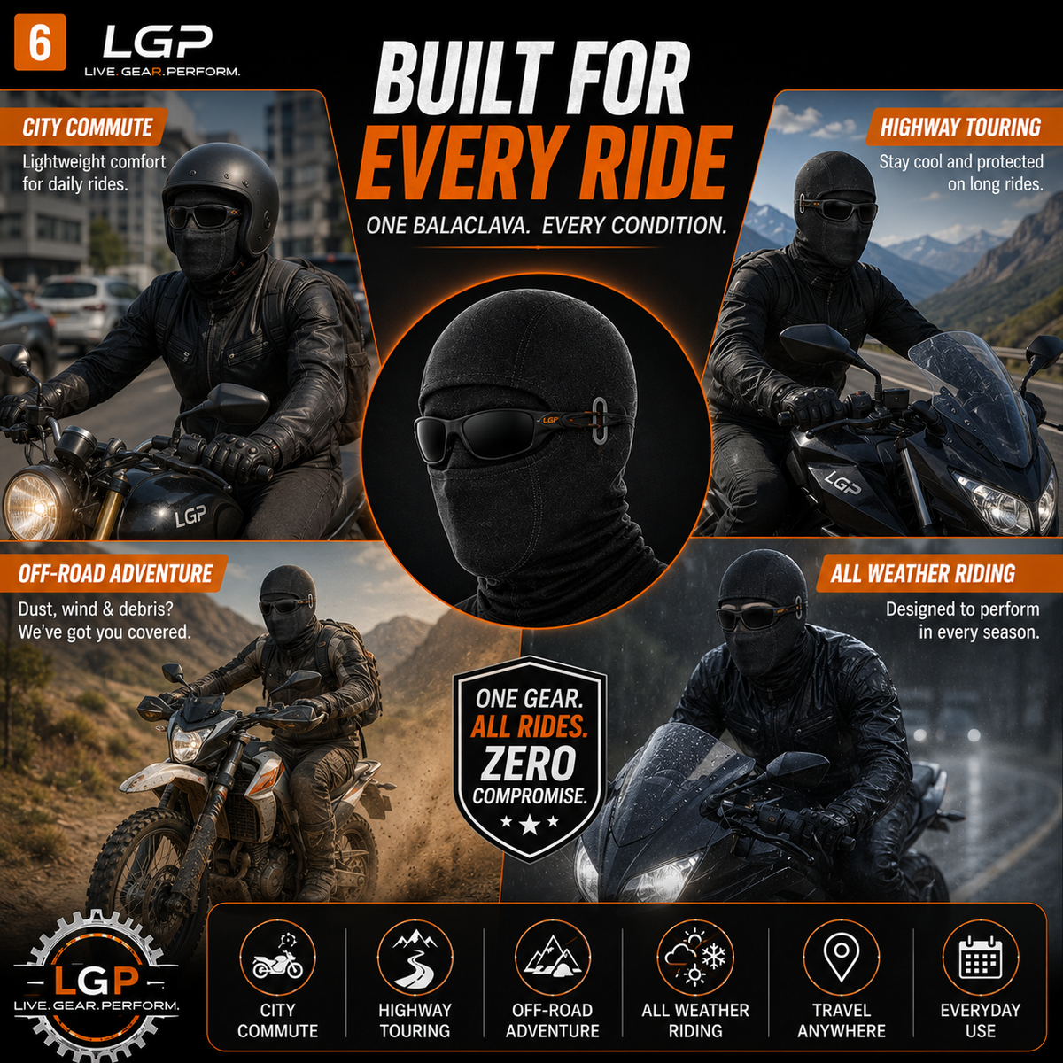 LGP PREMIUM BALACLAVA WITH SLOT FOR EYEGLASS, FEATURES A BREATHING, ICE SHRED INSULATION