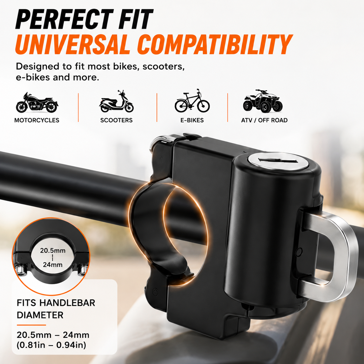 LGP Motorcycle Helmet Lock，Bike Handlebar Tubing Helmet Lock Anti-Theft Padlock for All Motorbike