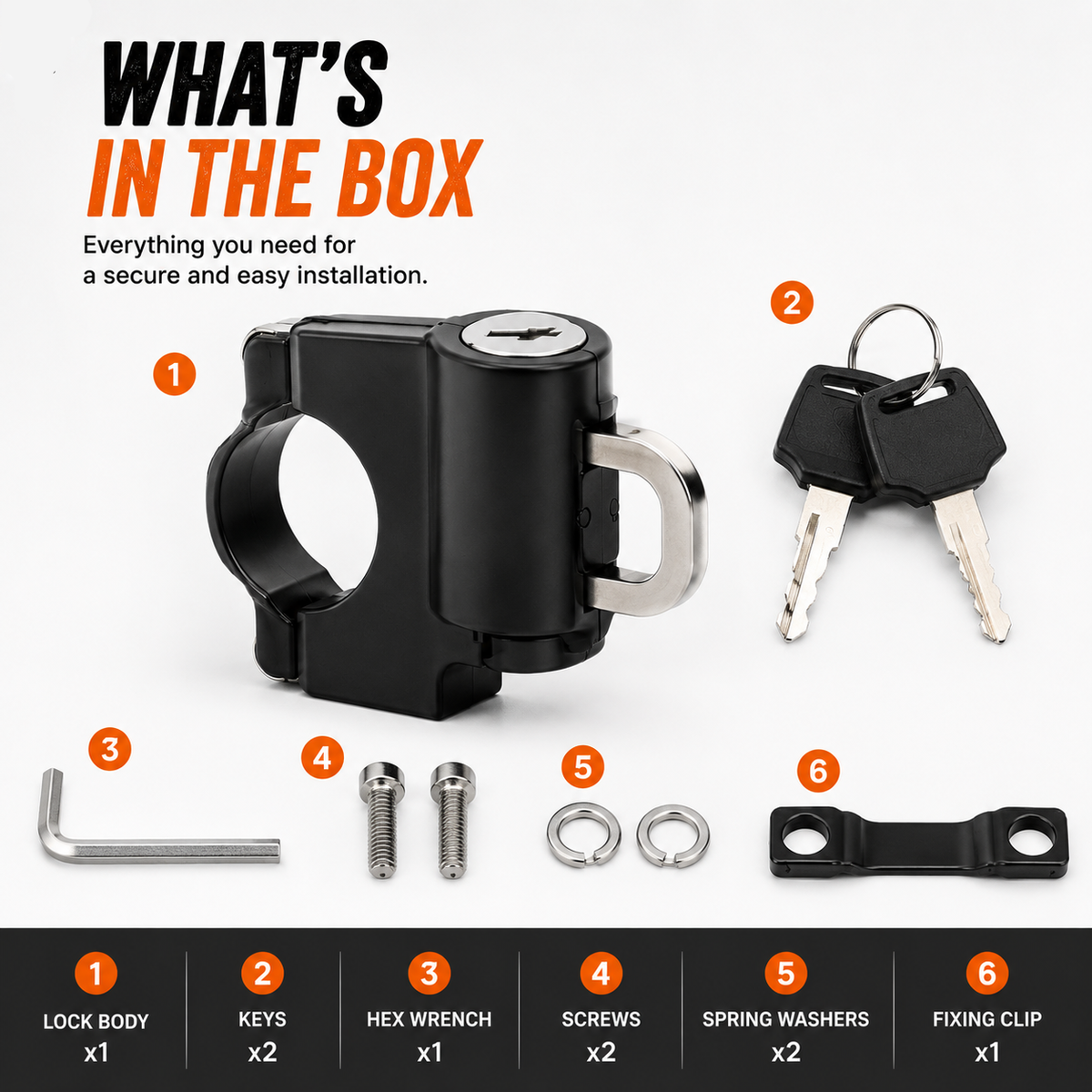 LGP Motorcycle Helmet Lock，Bike Handlebar Tubing Helmet Lock Anti-Theft Padlock for All Motorbike