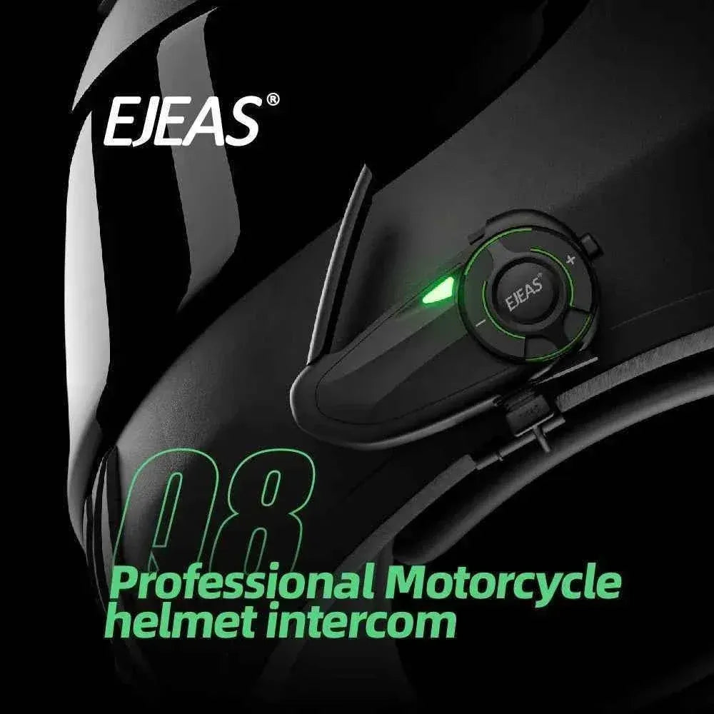 EJEAS Q8 5G Mesh Helmet Intercom - 6 Riders, IP67, 17 hr