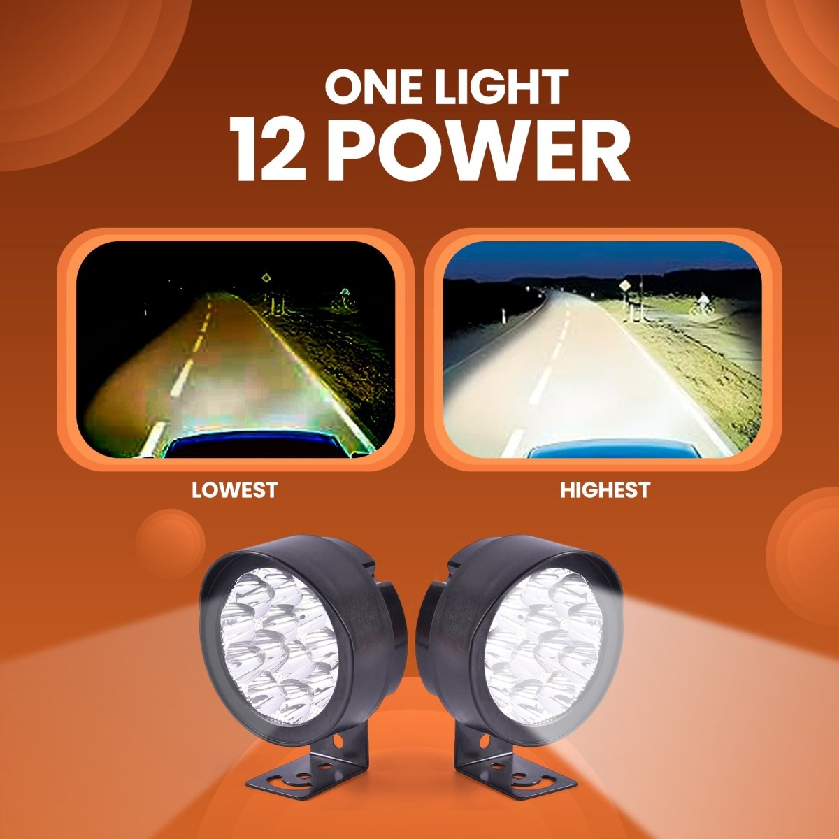 LGP 12 LED ABS Fog Lamp for Bike | Waterproof Auxiliary Driving Light | Universal Fit for All Motorcycles - LGP India