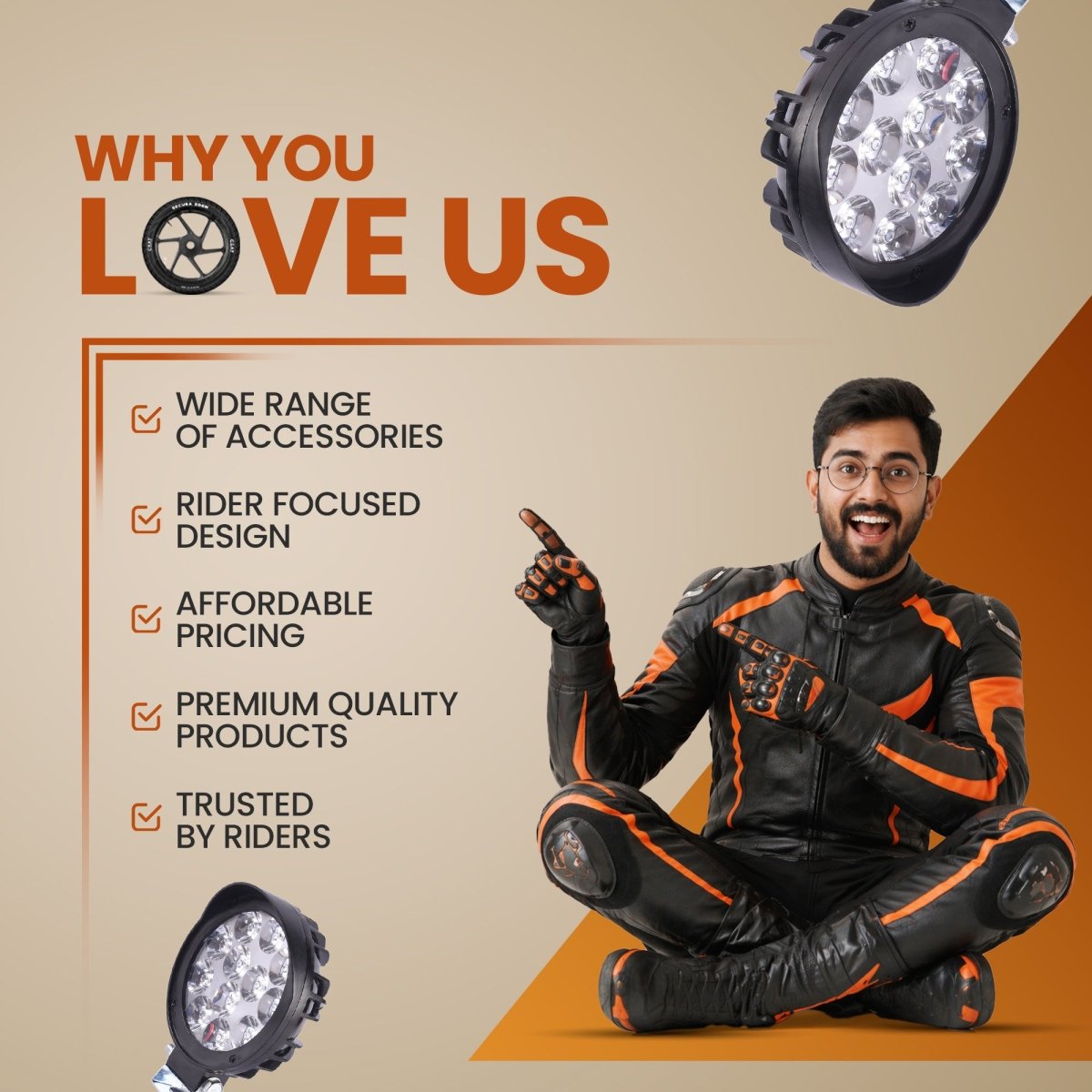 LGP 12 LED Cap Fog Lamp for Bike | High-Brightness Waterproof Auxiliary Light | Universal Fit for All Motorcycles & Scooters - LGP India