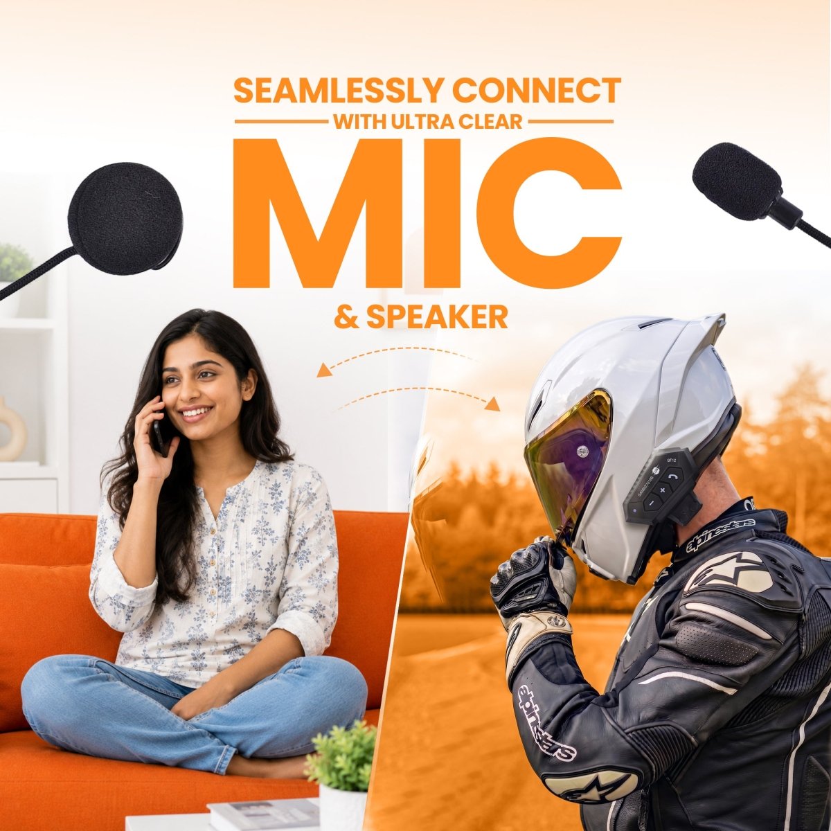 LGP BLUETOOTH BT-12 WIRELESS MOTORCYCLE HELMET HEADSET WITH MIC - LGP India