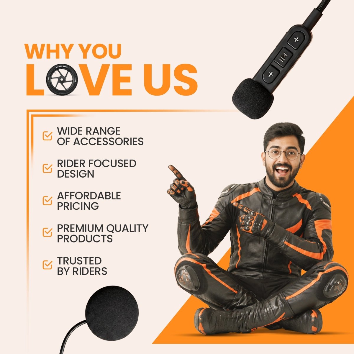 LGP BT30 Bluetooth Helmet Headset IP67 Waterproof | Wireless Bike Helmet Speakers with Mic, Music & Call Control - LGP India