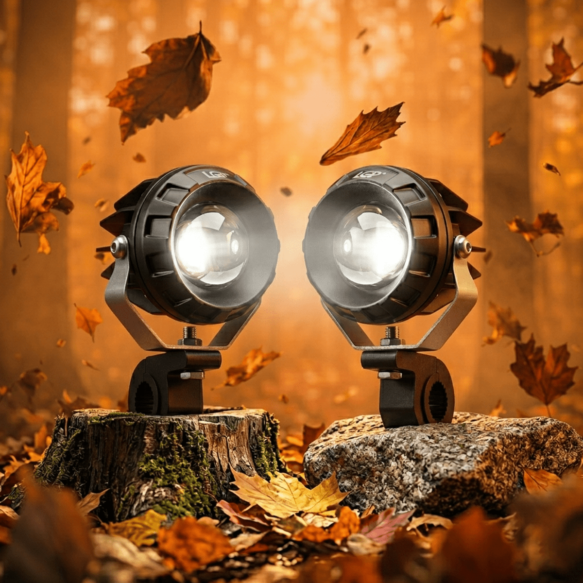 LGP DK330 Dual Beam LED Spotlight for Bike (Pair) | 60W 7500LM Yellow & White | Waterproof, Universal Motorcycle Fit - LGP India