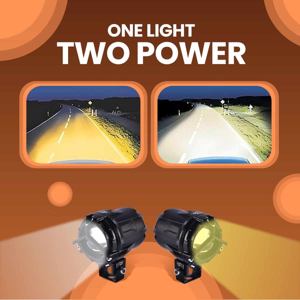 LGP DK350 LED Fog Lamp for Bike (Pair) | Wireless Switch & Full Wiring Kit Included | High Power Spotlight with Clamp Mount - LGP India
