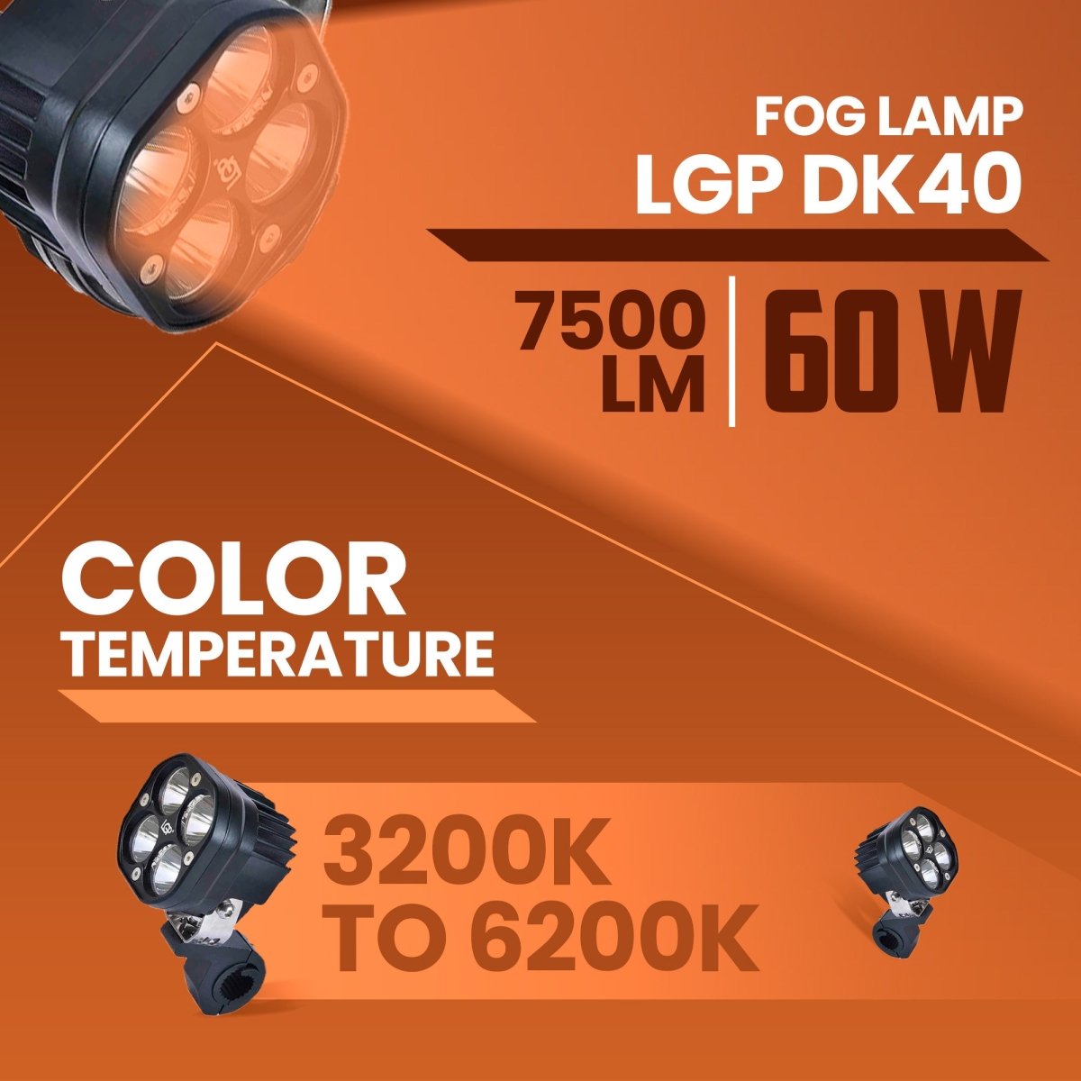 LGP DK40 LED Fog Lamp for Bike (Pair) | Heavy-Duty High Power Waterproof Spotlight | Universal Motorcycle & Car Fit - LGP India