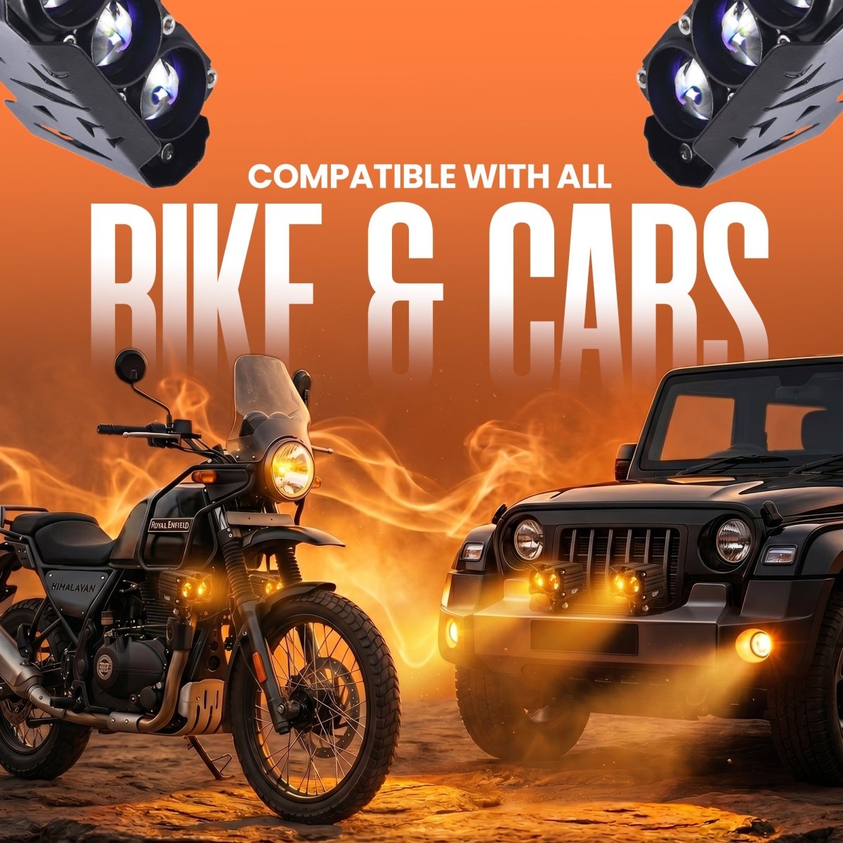 LGP DK400 LED Projector Fog Lamp for Bike & Car (Pair) | High Power Waterproof Auxiliary Driving Light | Universal Fit - LGP India