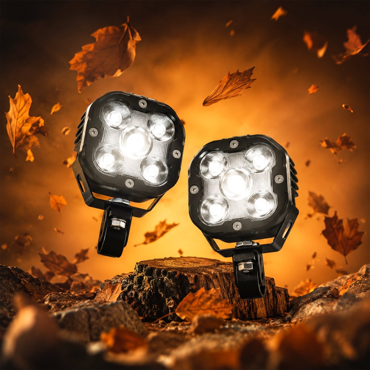 LGP DK50 High Power LED Spotlight for Bike (Pair) | 110W 13750LM | IP67 Waterproof Auxiliary Fog Light, Universal Motorcycle Fit - LGP India
