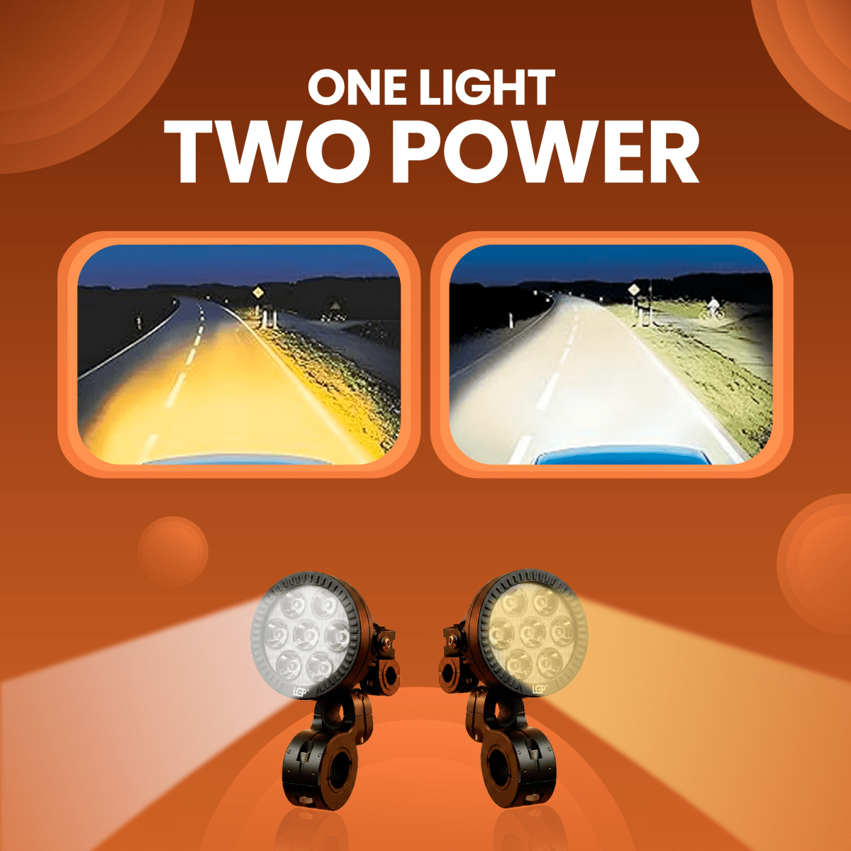 LGP DK70 High Power LED Spotlight for Bike (Pair) | 140W 20000LM | IP67 Waterproof Auxiliary Fog Light, Universal Motorcycle Fit - LGP India