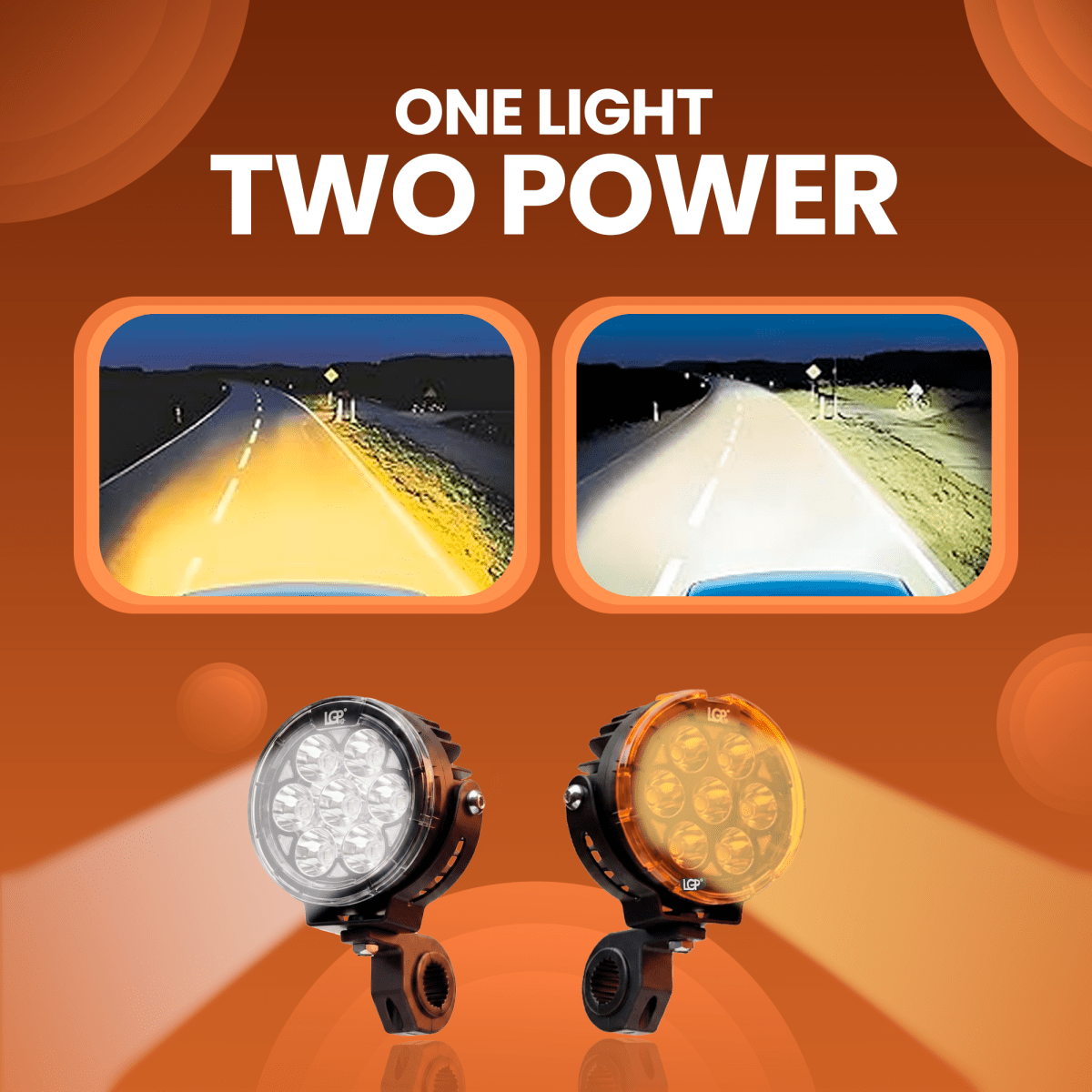 LGP DK80 Pro High Power LED Spotlight for Bike (Pair) | 160W 20000LM | IP67 Waterproof Auxiliary Fog Light, Universal Motorcycle Fit - LGP India
