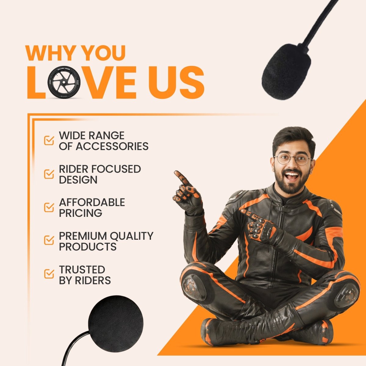 LGP F20 Bluetooth Helmet Headset | Wireless Bike Helmet Speakers with Mic, Music & Call Control | Universal Fit - LGP India