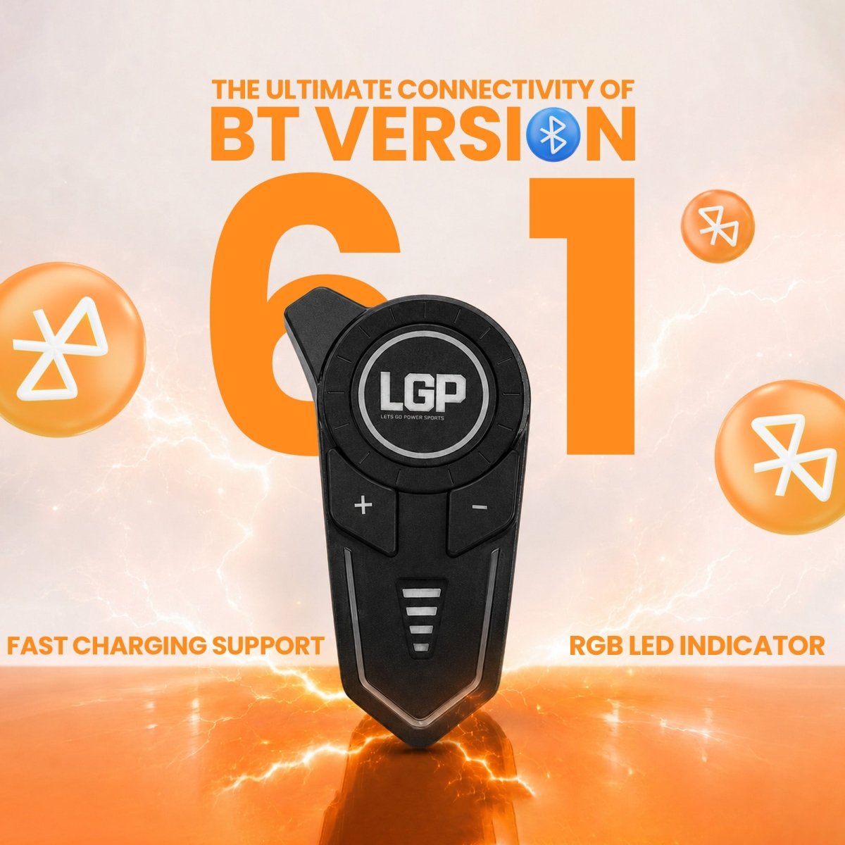 LGP F20 Pro Helmet Bluetooth Headset for Bike Riders, Bluetooth 6.1, Two-Person Intercom, Music Sharing, 1000mAh Battery, RGB Lights - LGP India