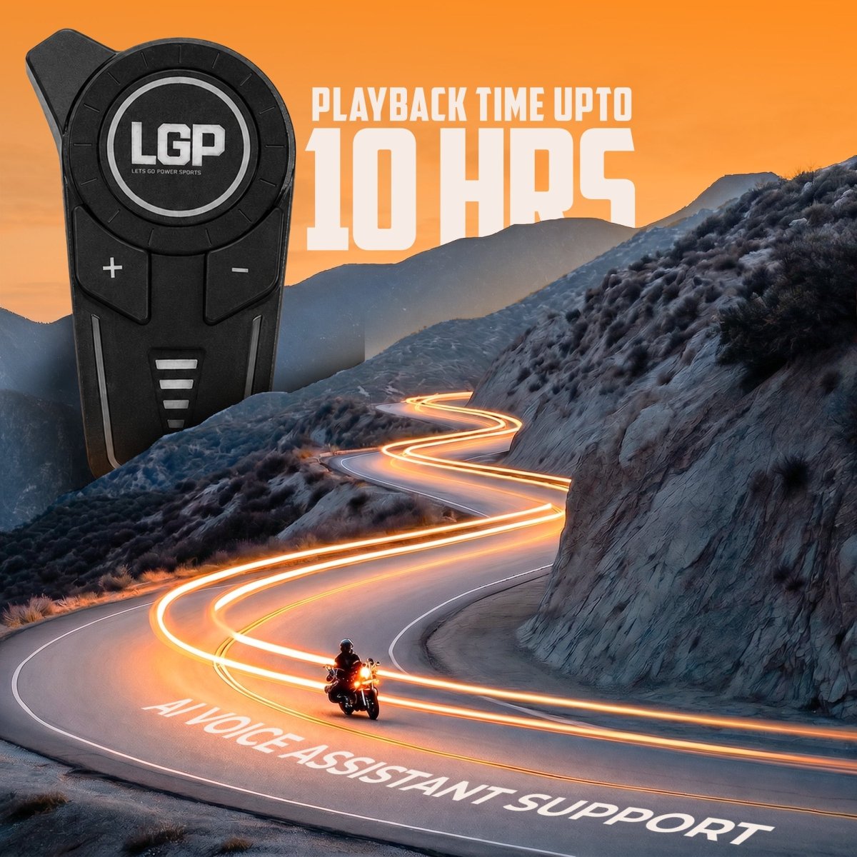 LGP F20 Pro Helmet Bluetooth Headset for Bike Riders, Bluetooth 6.1, Two-Person Intercom, Music Sharing, 1000mAh Battery, RGB Lights - LGP India