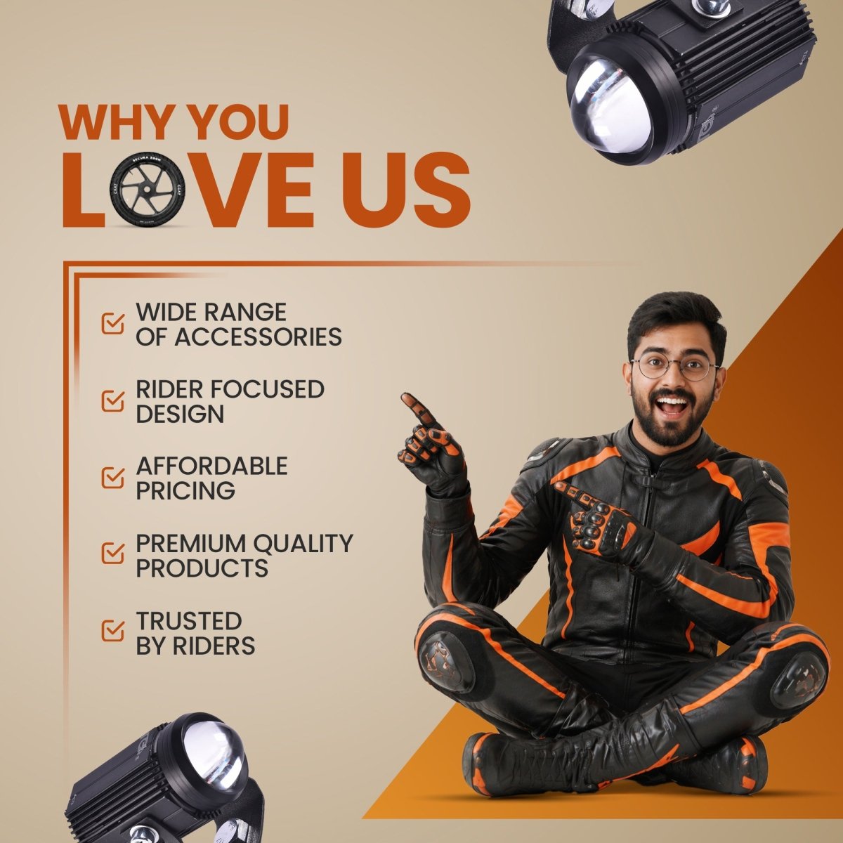 LGP Mini Drive LED Fog Lamp for Bike (Pair) | Compact Driving Spotlight | Waterproof, Universal Motorcycle & Scooter Fit - LGP India