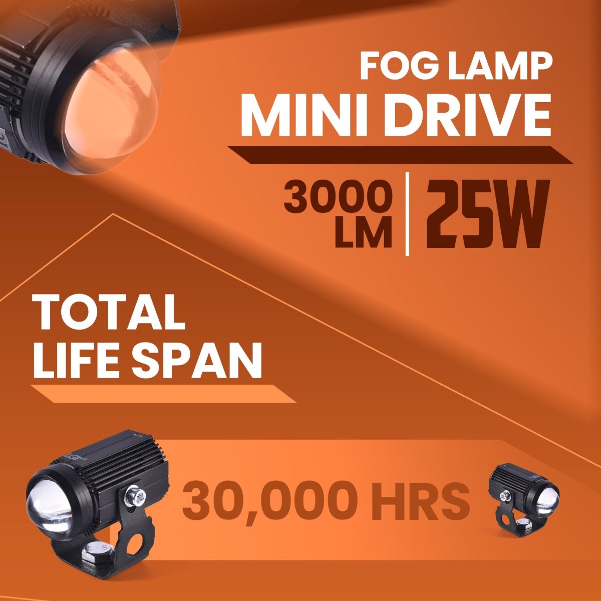 LGP Mini Drive LED Fog Lamp for Bike (Pair) | Compact Driving Spotlight | Waterproof, Universal Motorcycle & Scooter Fit - LGP India