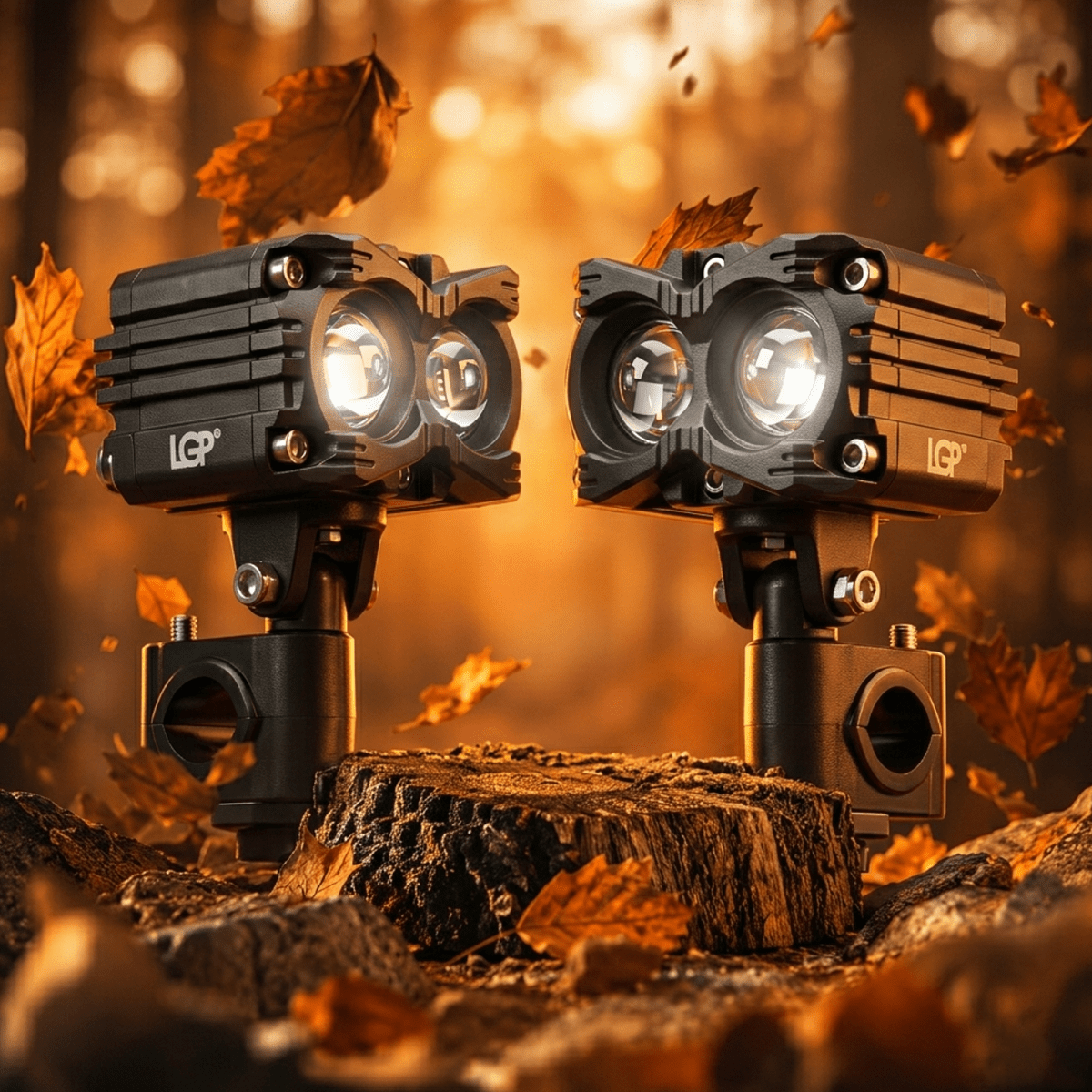 LGP MK05 Dual Beam LED Spotlight for Bike (Pair) | 80W 7000LM Yellow & White | IP67 Waterproof, Universal Motorcycle Fit - LGP India