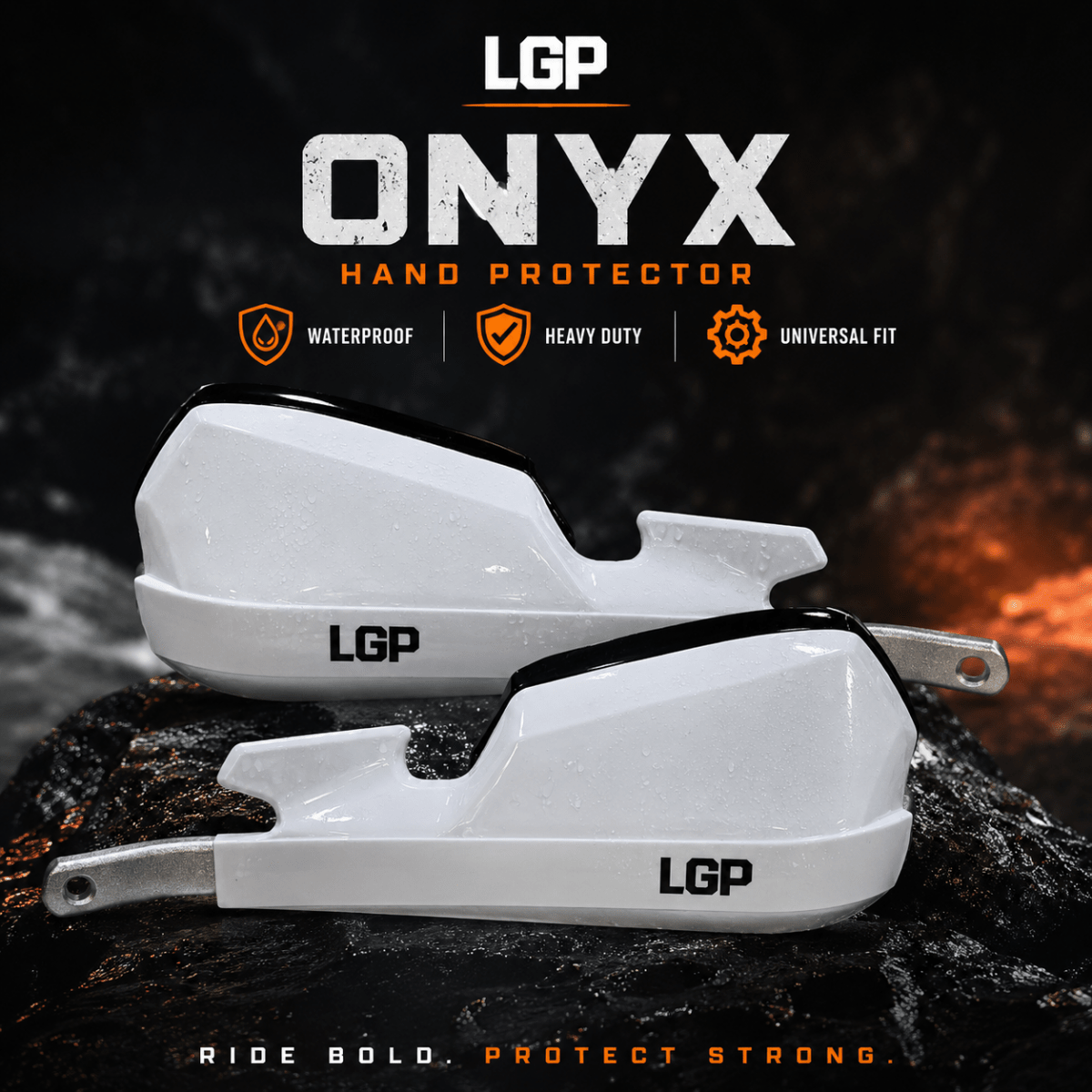 LGP Onyx Universal Motorcycle Hand Protector With Aluminium Mounts – White - LGP India