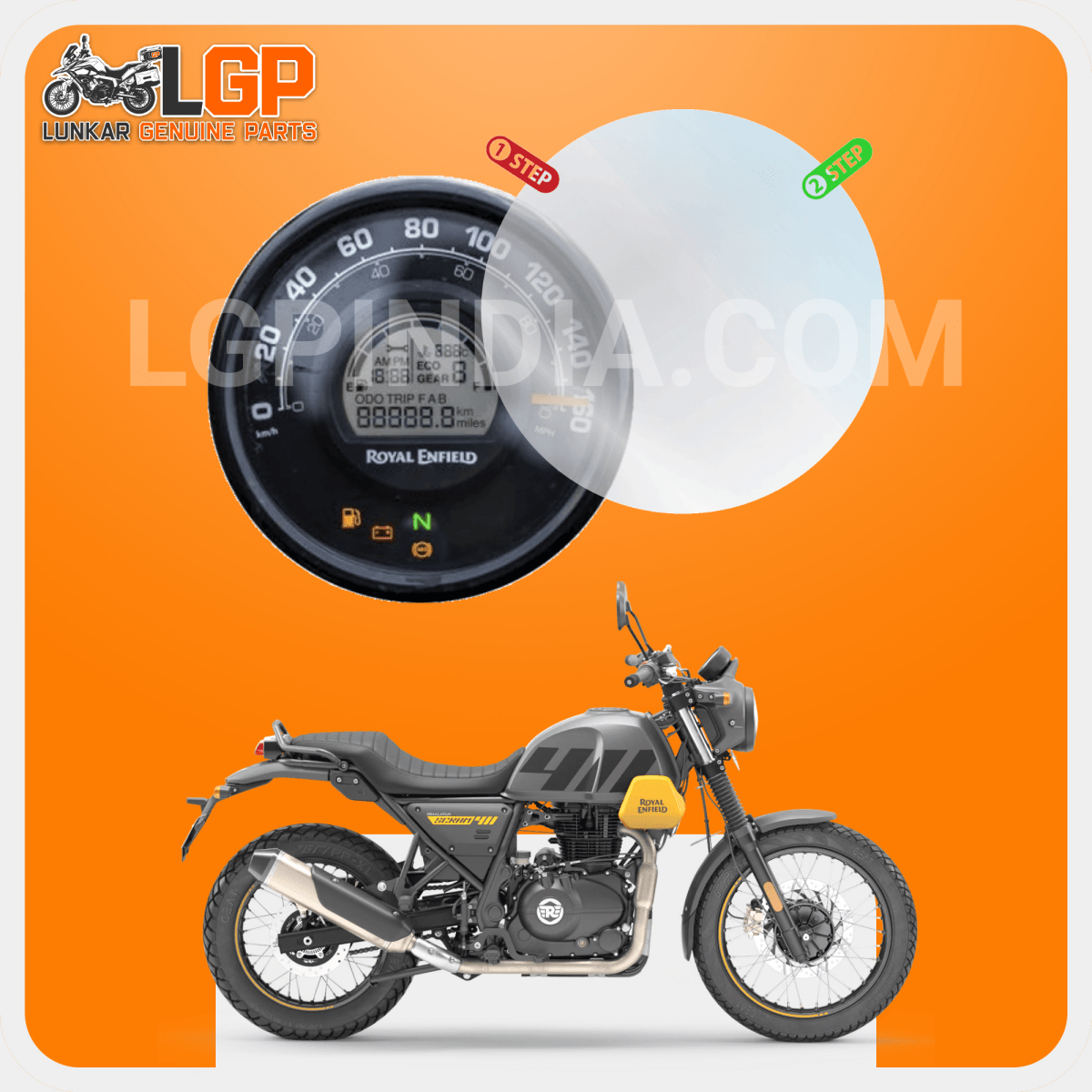 LGP SCREEN GUARD DISPLAY PROTECTOR ROYAL ENFIELDROYAL ENFIELD HUNTER (METRO VARIANT - 90 mm) SCRAM 411 / GUERRILLA 450 - LGP India