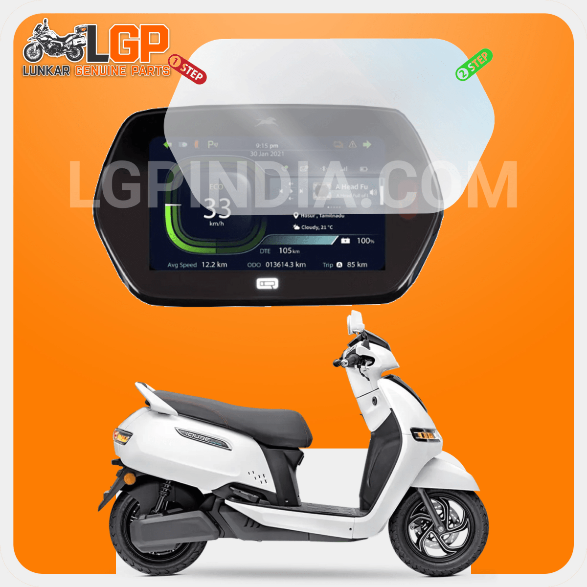 LGP SCREEN GUARD DISPLAY PROTECTOR TVSiQUBE S/ iQUBE ST ( 8 inch TFT METER) - LGP India