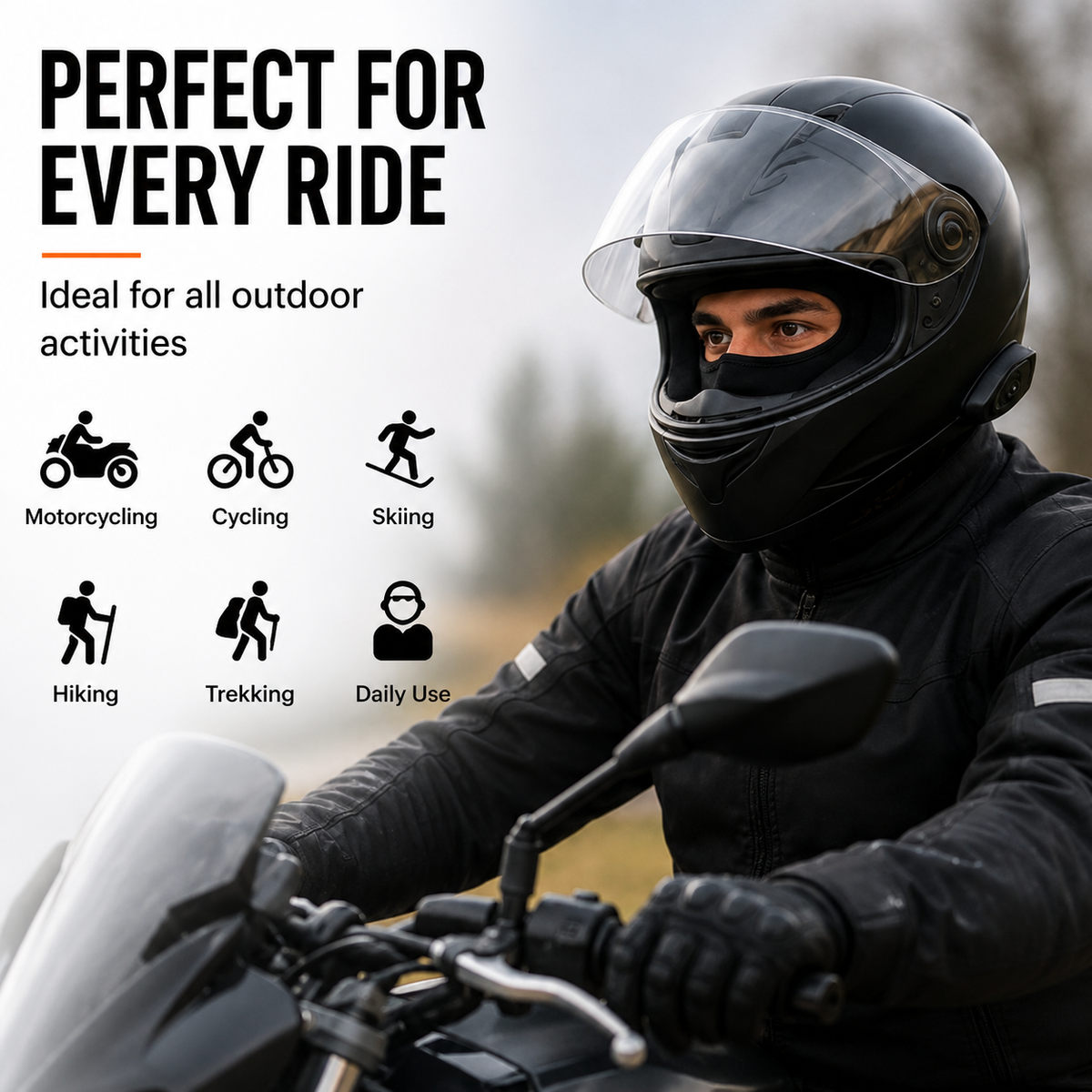 LGP Balaclava Face Mask 4 Way Stretch Quick Dry Sweat Absorbing Helmet Liner, Full Face Cover Protection for Men and Women Black