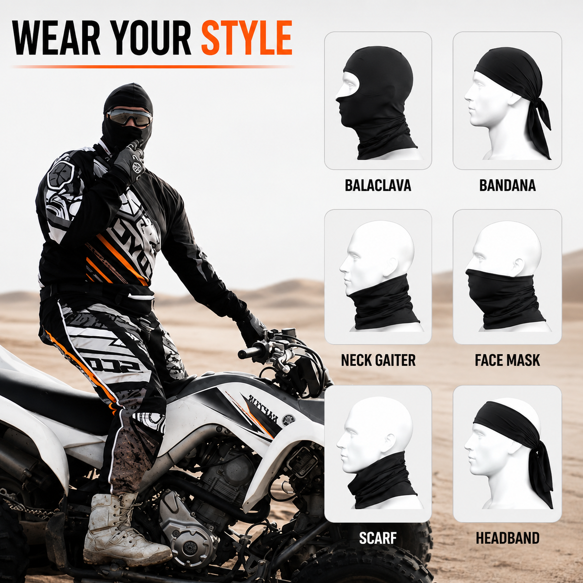 LGP Balaclava Face Mask 4 Way Stretch Quick Dry Sweat Absorbing Helmet Liner, Full Face Cover Protection for Men and Women Black
