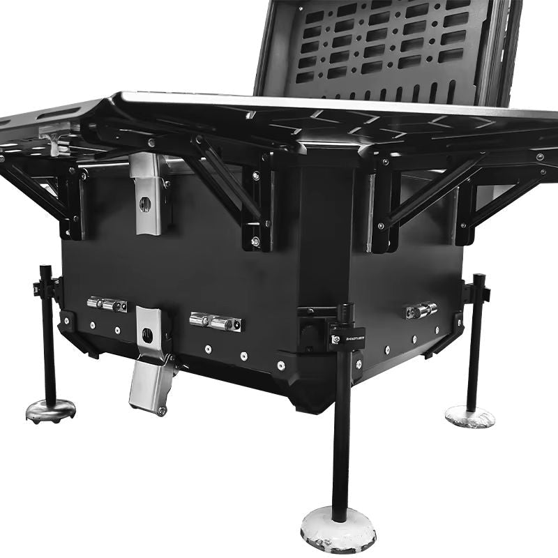 Motorcycle Top Box 55L Black Campaign Luggage Box with Backrest - LGP India