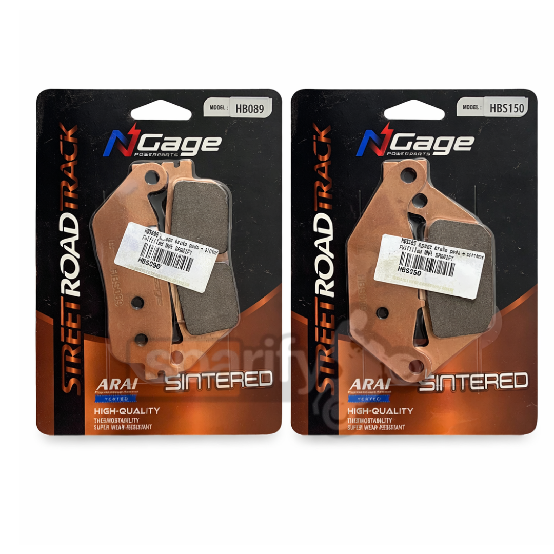 COMBO - HNESS 350 / 350RS / CB350 | front and rear sintered brake pads | NGAGE POWERPARTS - ARAI Certified for Extreme Performance